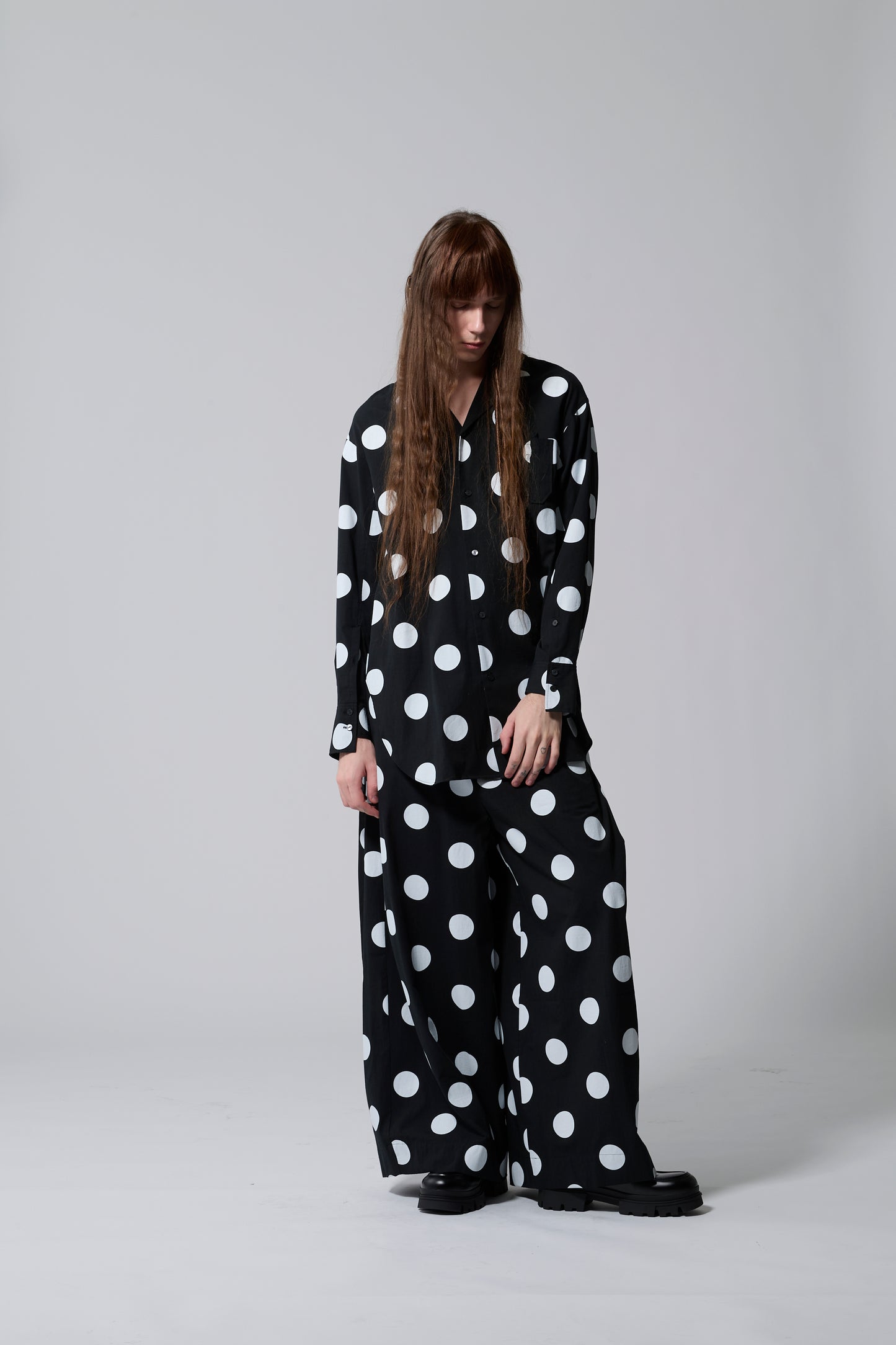 φ2inch dot Side Tuck'' Hakama '' Pants BLACK