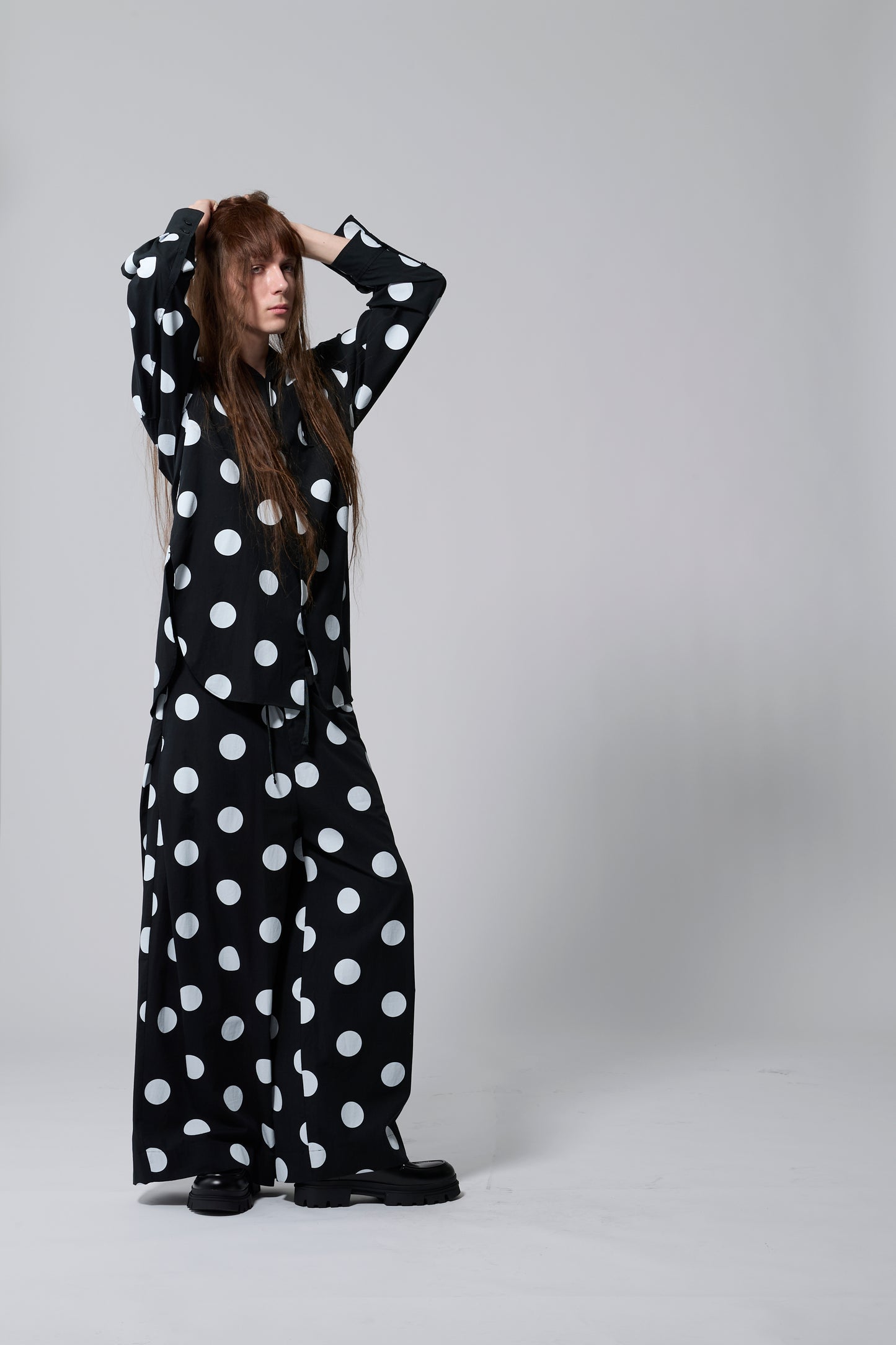 φ2inch dot Side Tuck'' Hakama '' Pants BLACK