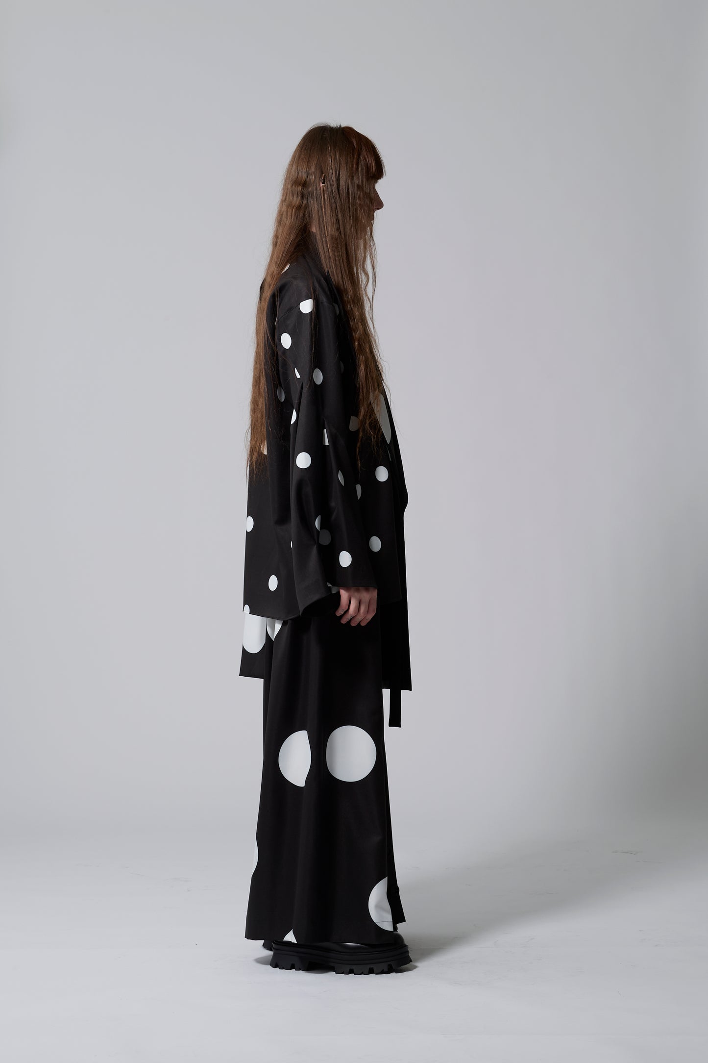 φ5inch dot Print Half Jacket BLACK