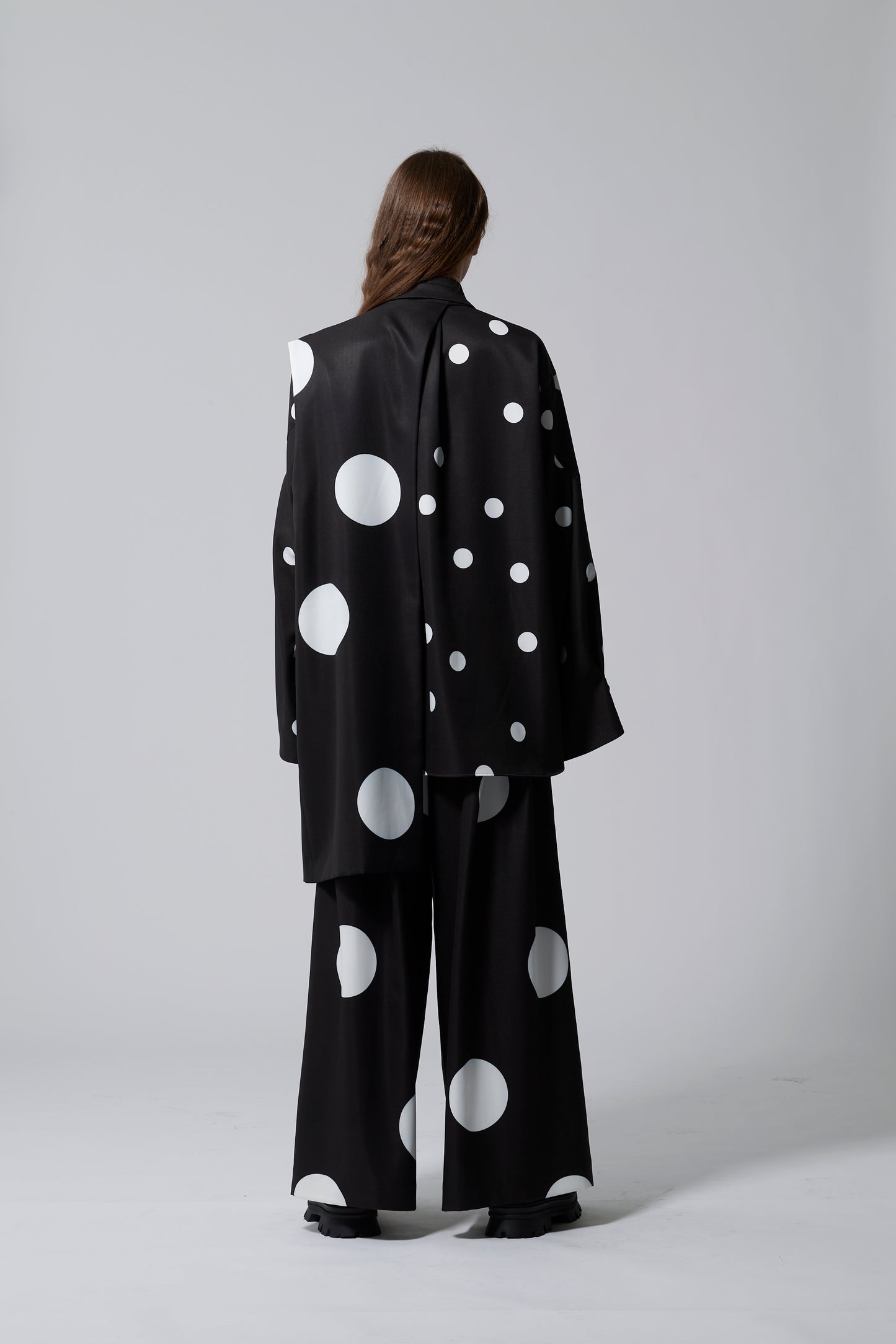 φ5inch dot Print Half Jacket BLACK