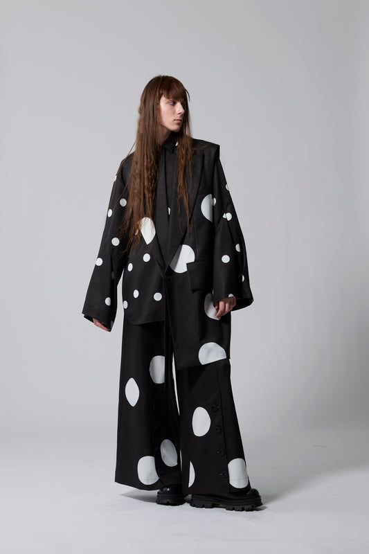 φ5inch dot Double Waist Wide Pants BLACK