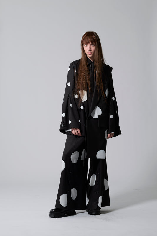 φ1.4inch dot Tie-Detail Sleeve Tuck Flare Volume Shirt BLACK