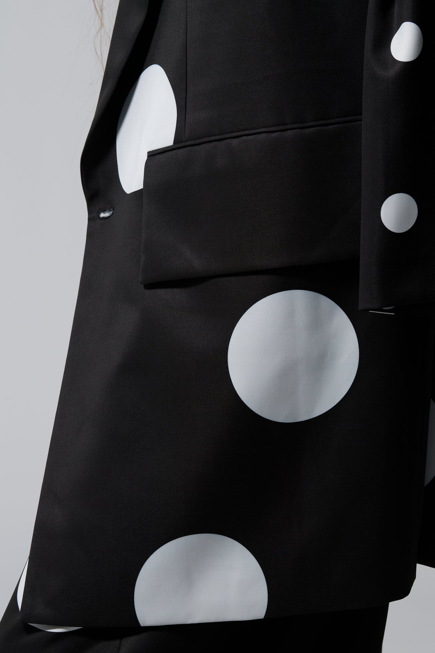 φ5inch dot Print Half Jacket BLACK