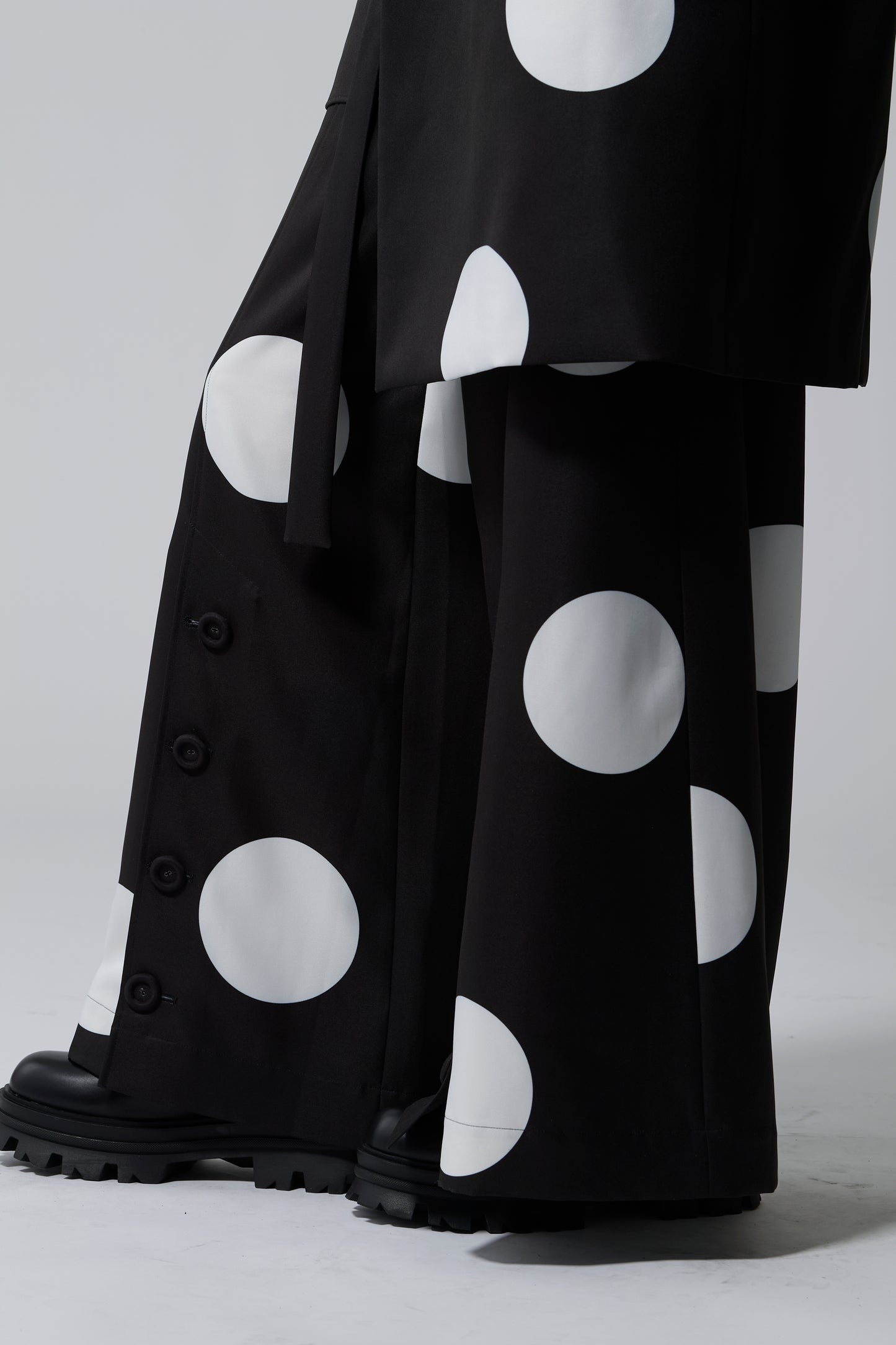 φ5inch dot Double Waist Wide Pants BLACK