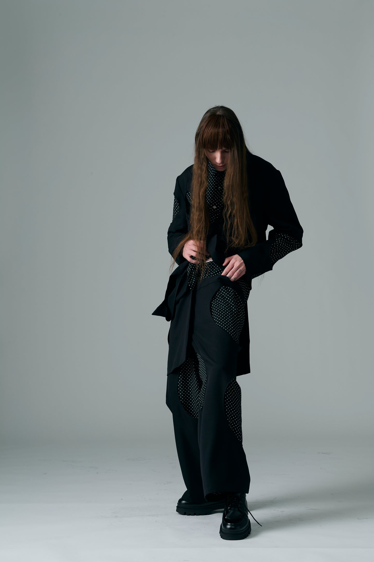 Hole Cut-Out Layered Pants