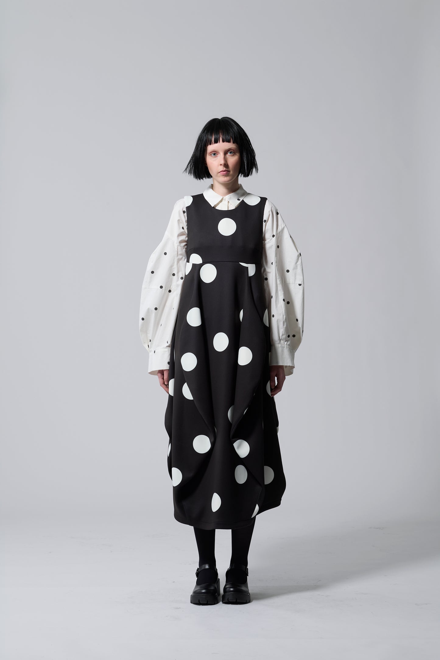 φ10inch dot 3D Skirt Design Dress BLACK