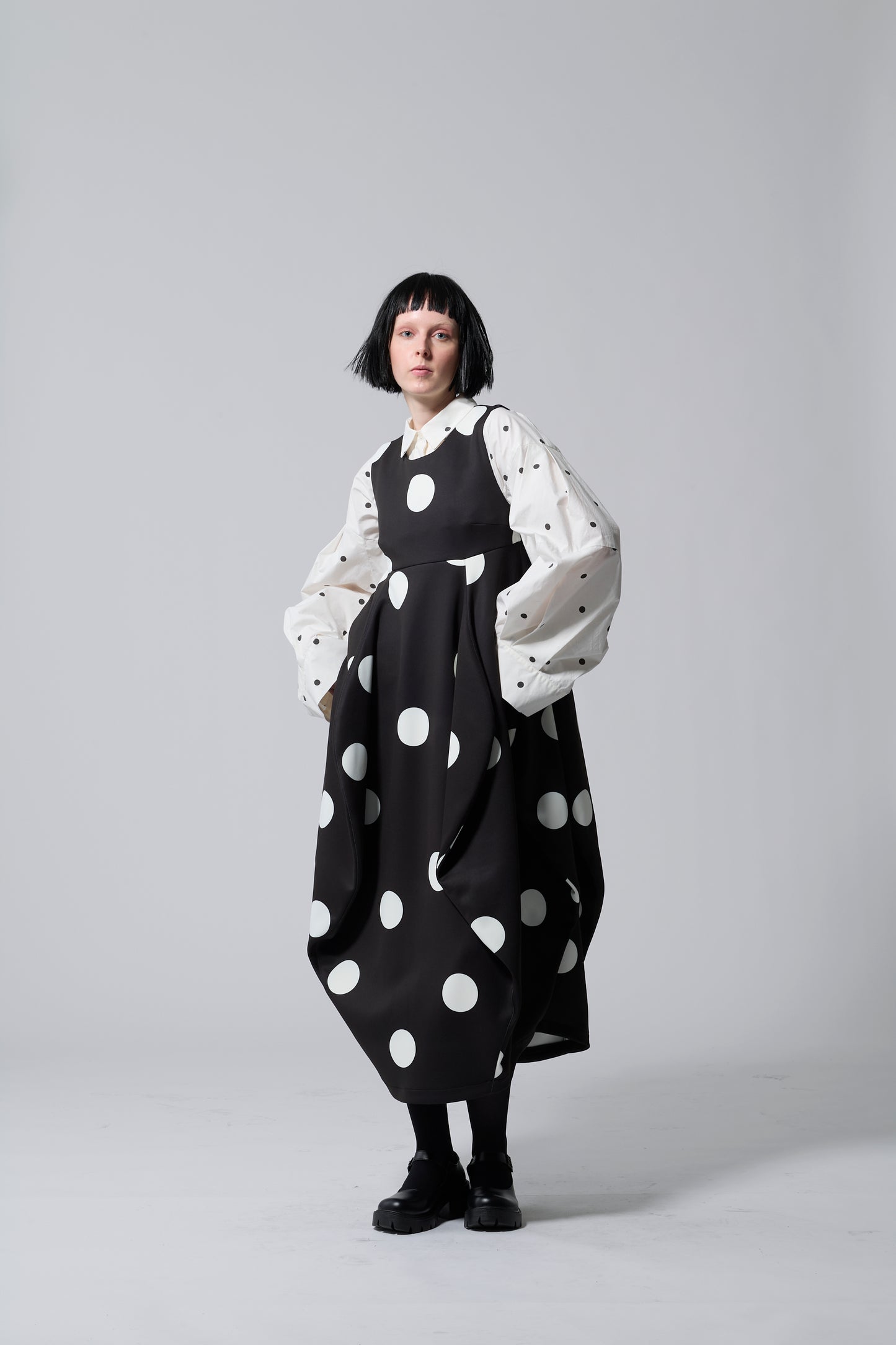 φ10inch dot 3D Skirt Design Dress BLACK