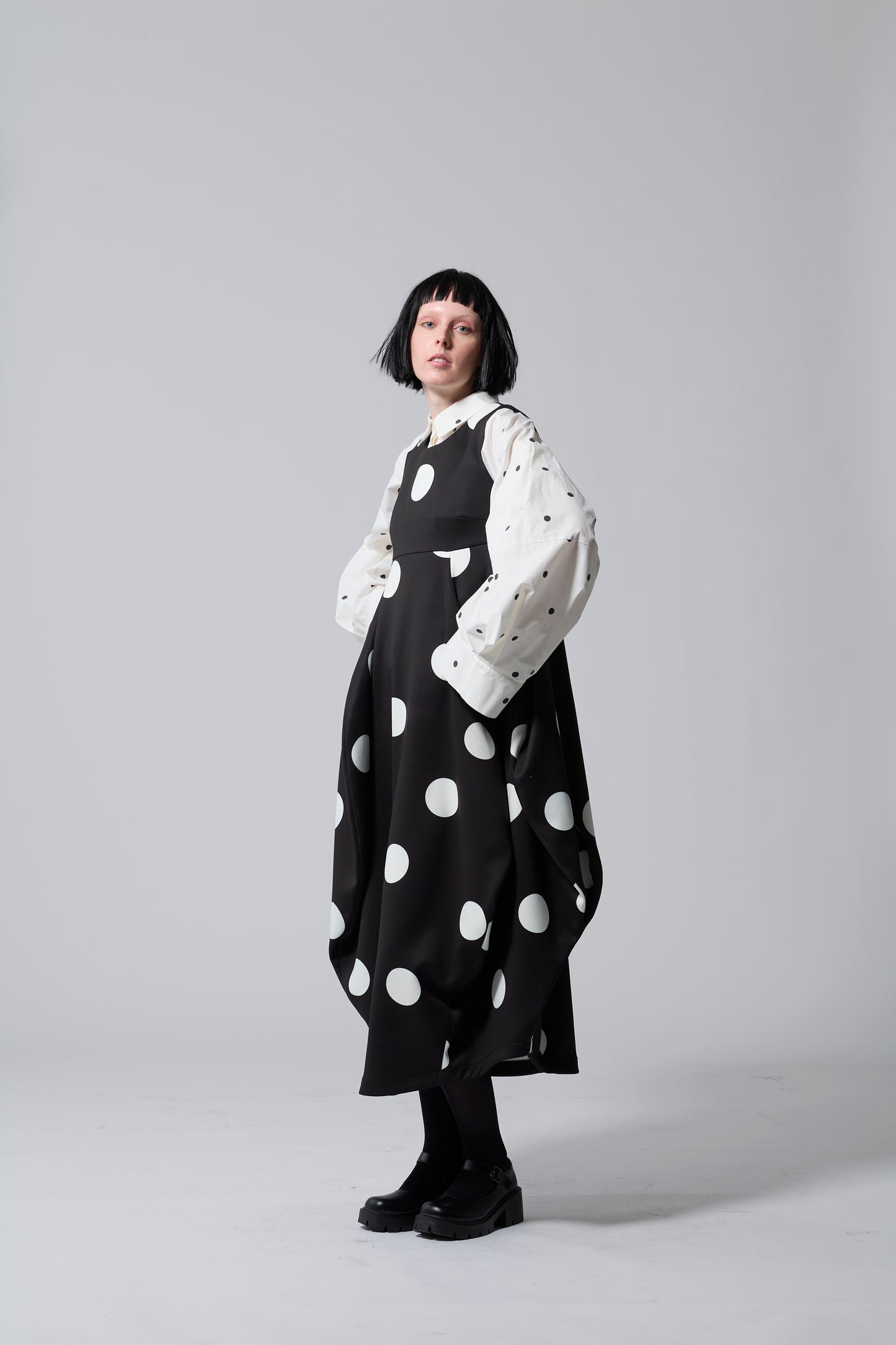 φ10inch dot 3D Skirt Design Dress BLACK