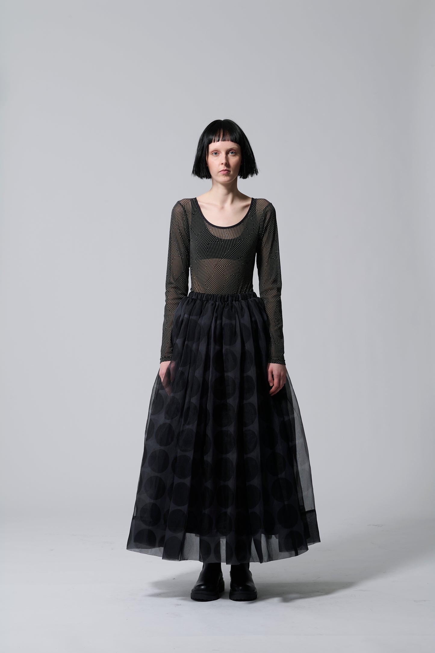 φ3.5inch dot Sheer Voluminous Gathered Skirt