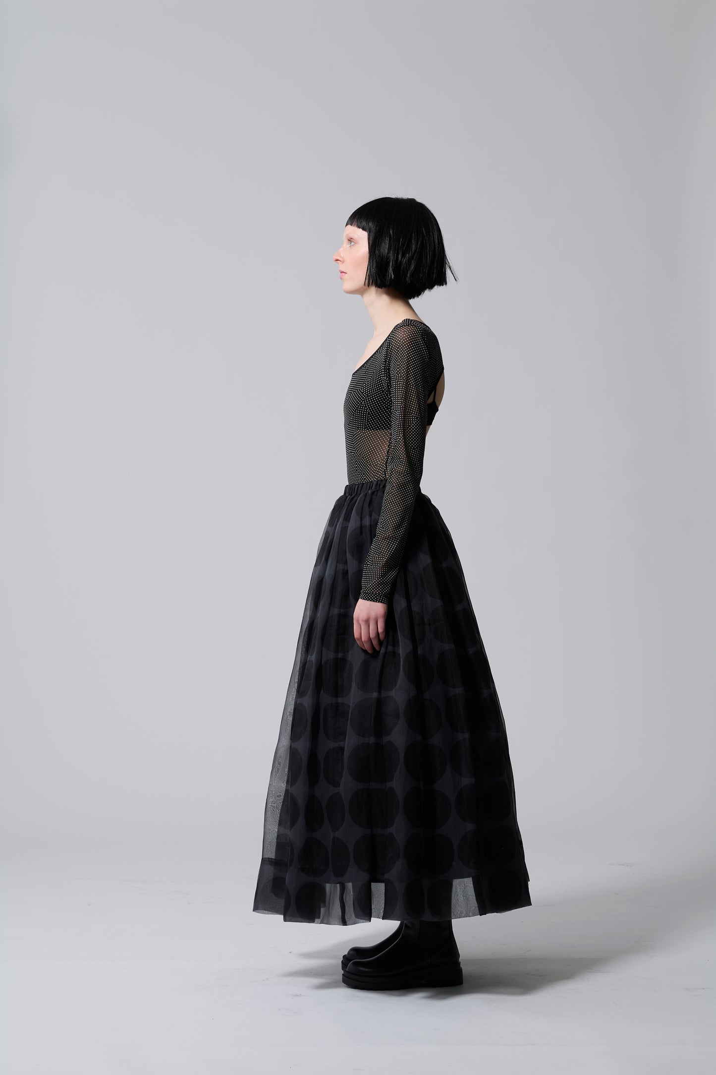 φ3.5inch dot Sheer Voluminous Gathered Skirt
