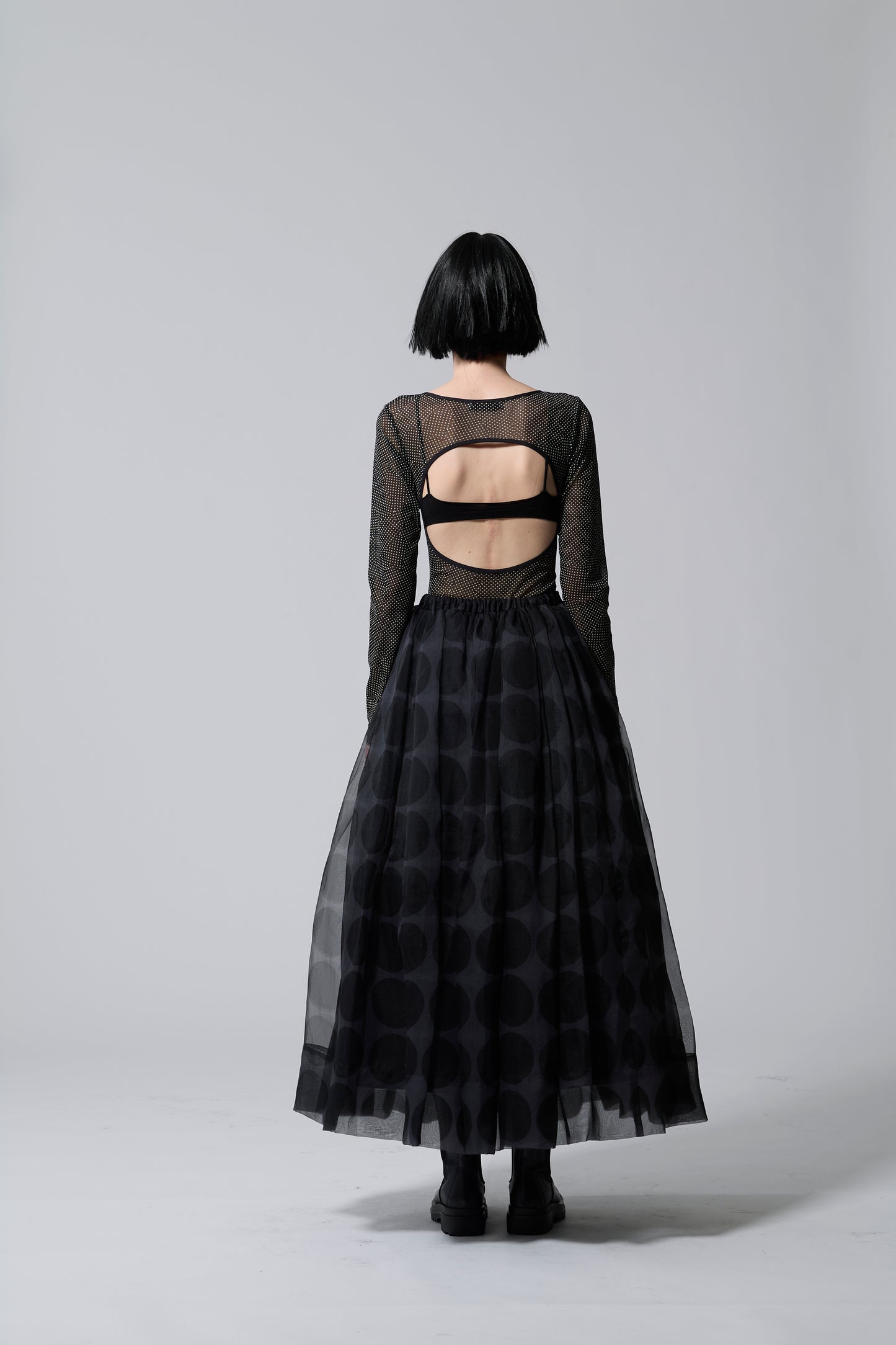 φ3.5inch dot Sheer Voluminous Gathered Skirt