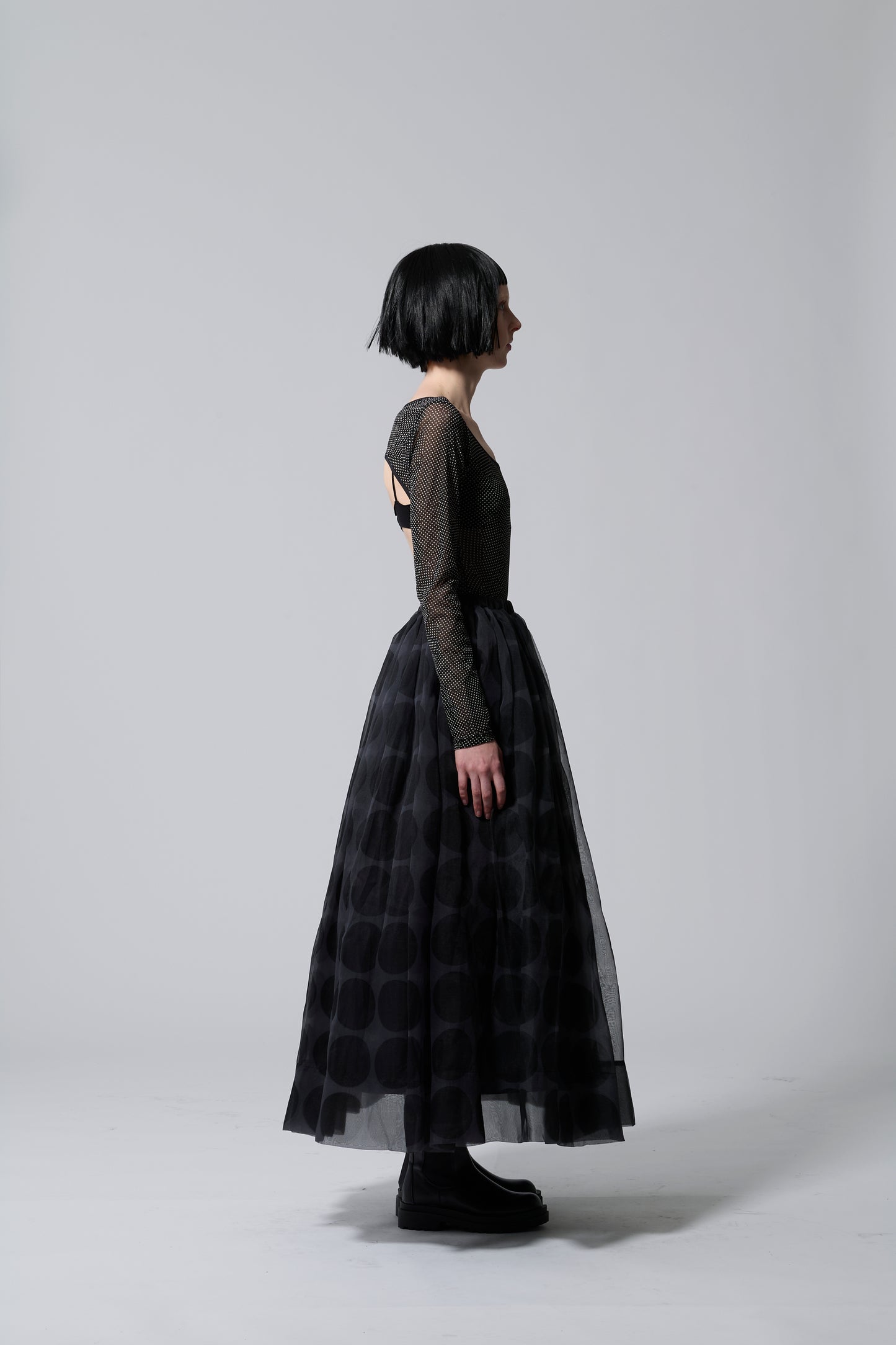 φ3.5inch dot Sheer Voluminous Gathered Skirt