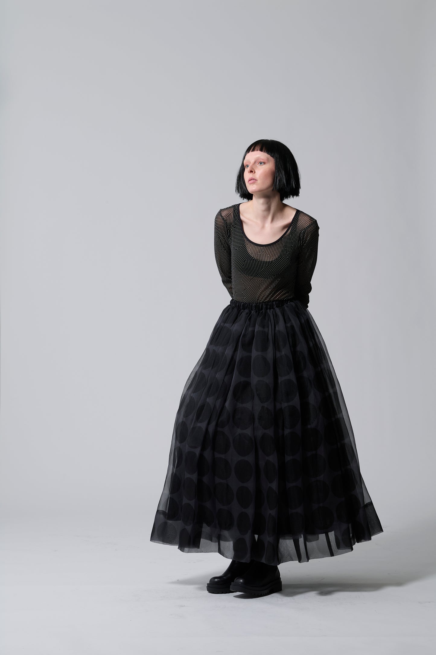 φ3.5inch dot Sheer Voluminous Gathered Skirt