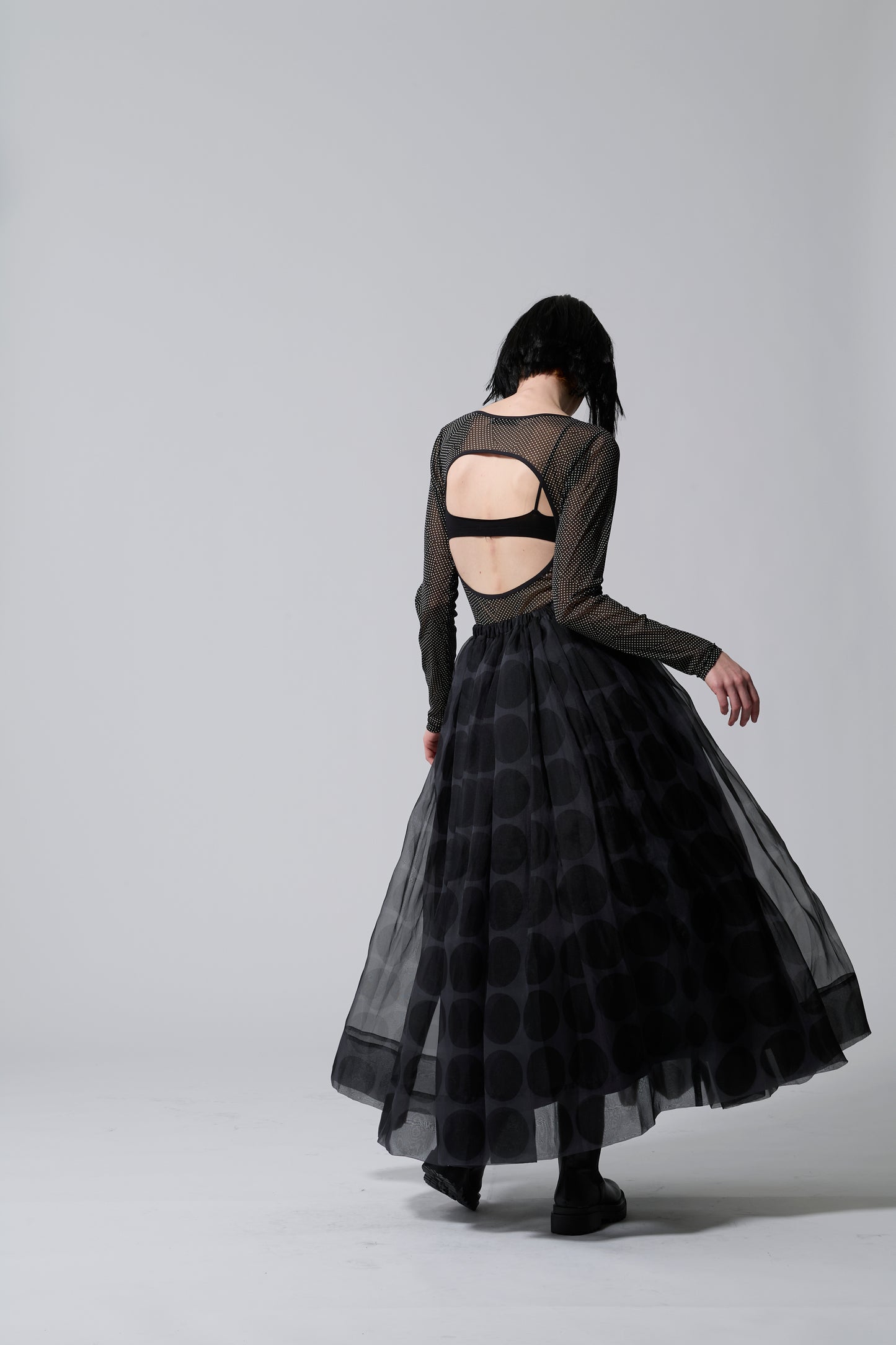 φ3.5inch dot Sheer Voluminous Gathered Skirt