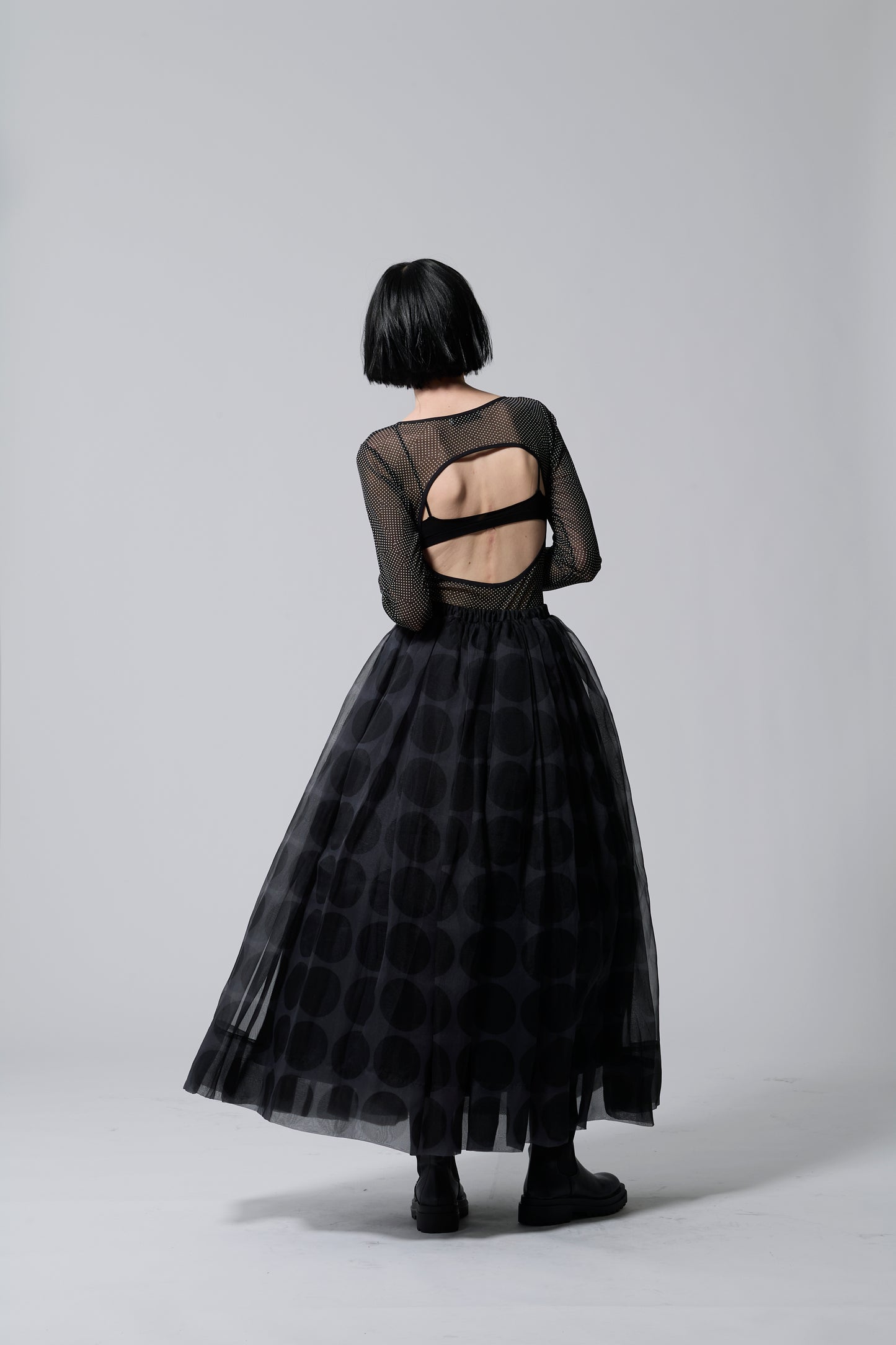 φ3.5inch dot Sheer Voluminous Gathered Skirt