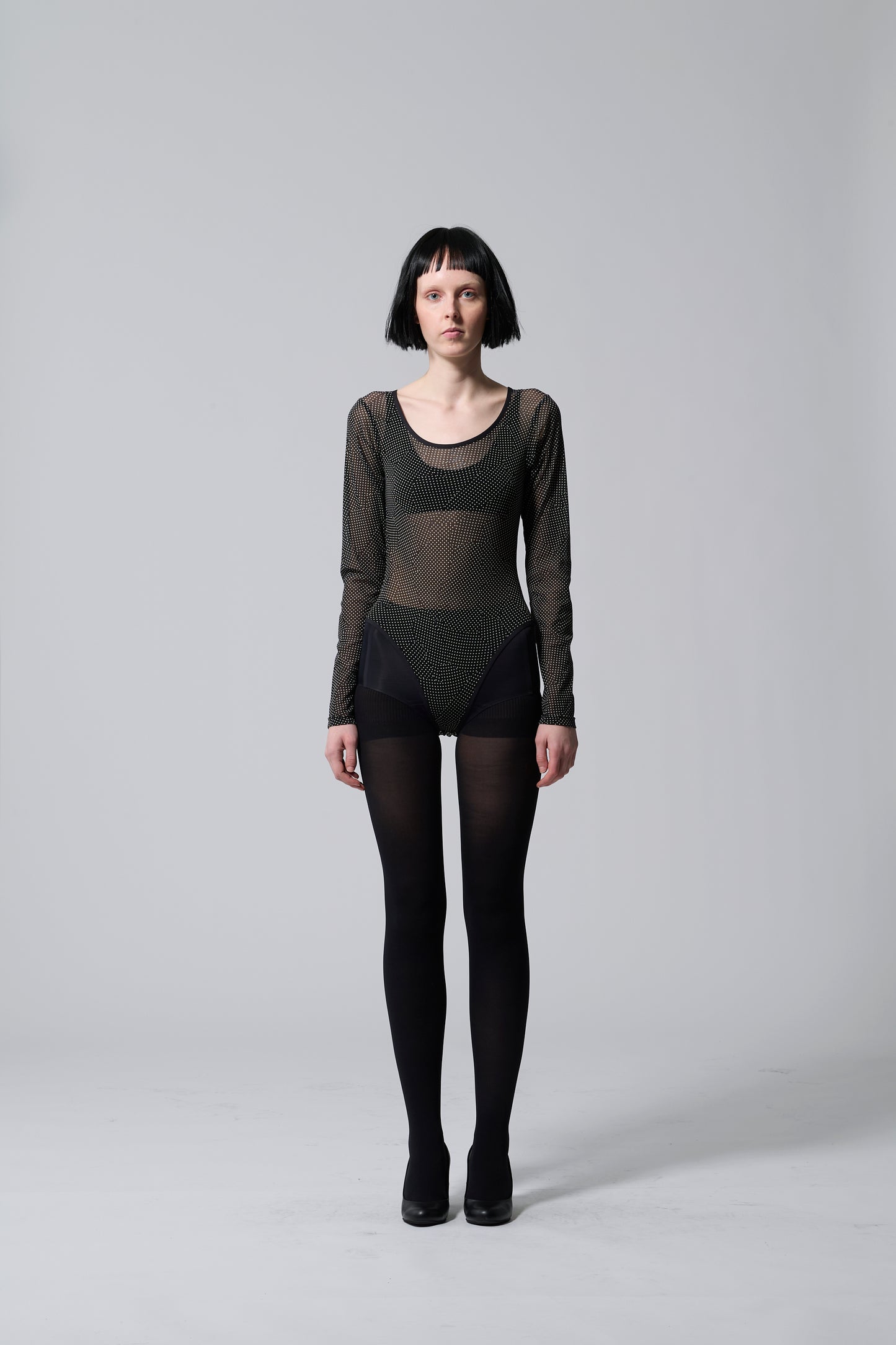 Sheer Dot Bodysuit BLACK