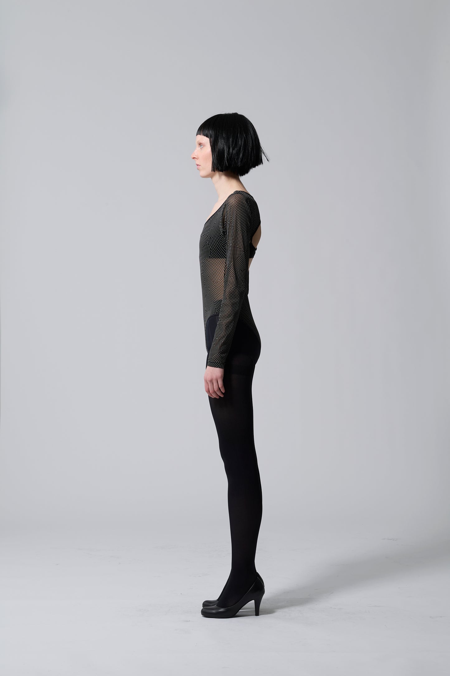 Sheer Dot Bodysuit BLACK