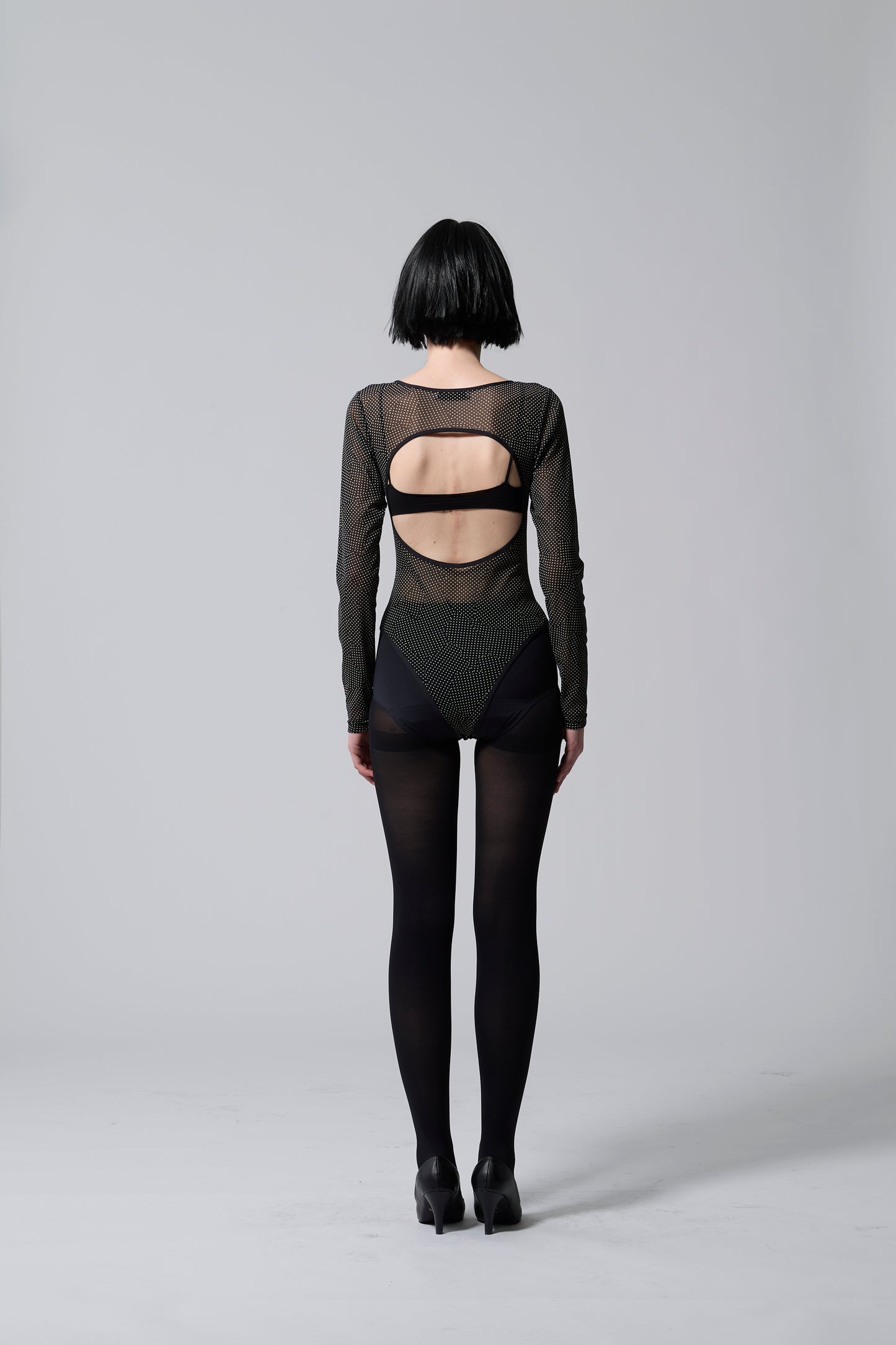 Sheer Dot Bodysuit BLACK