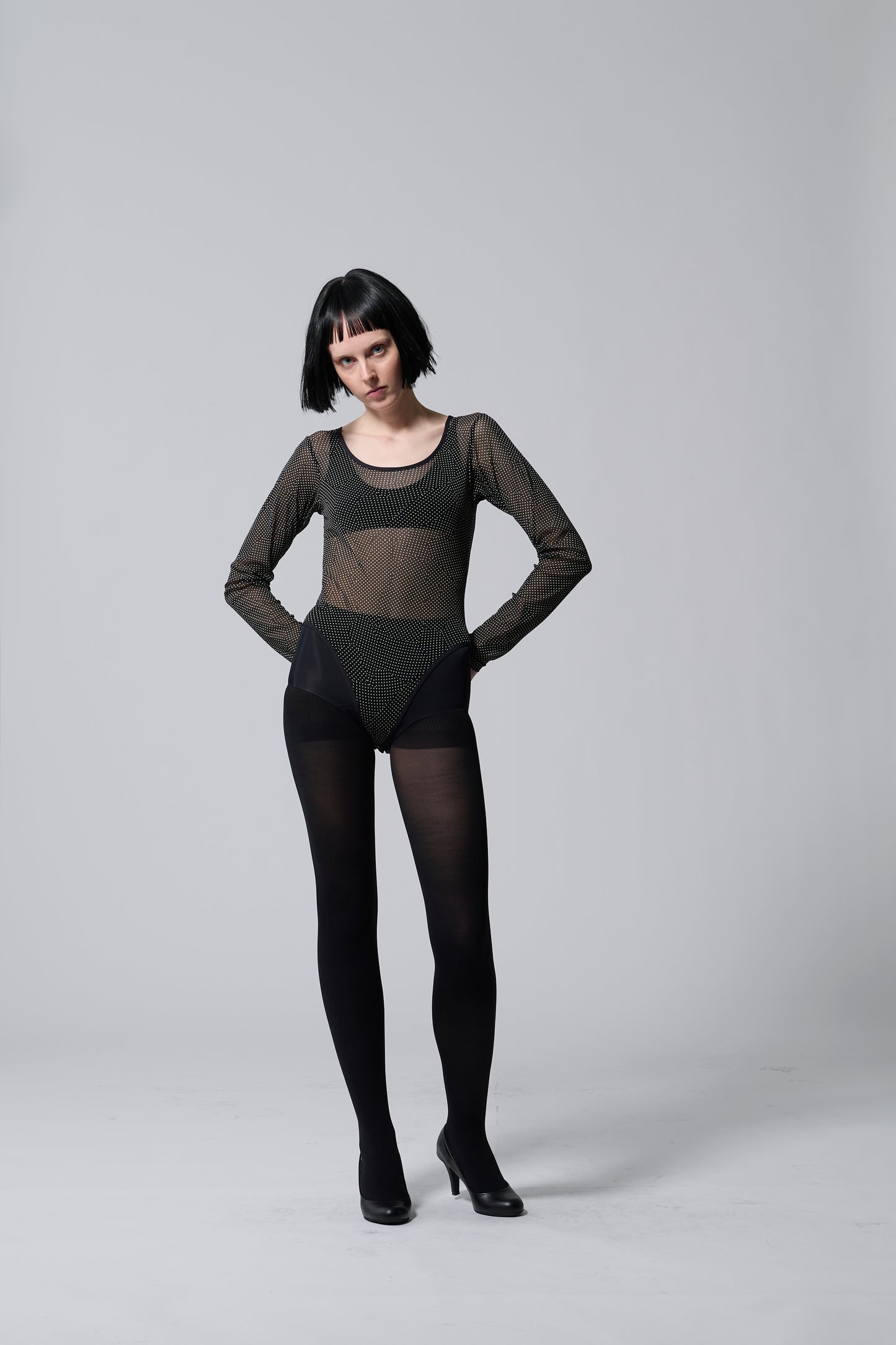 Sheer Dot Bodysuit BLACK