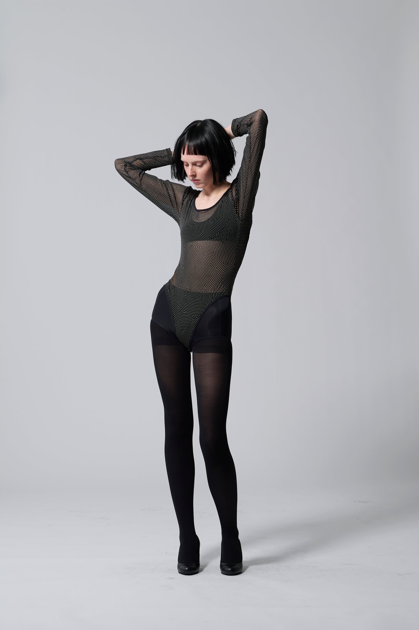 Sheer Dot Bodysuit BLACK