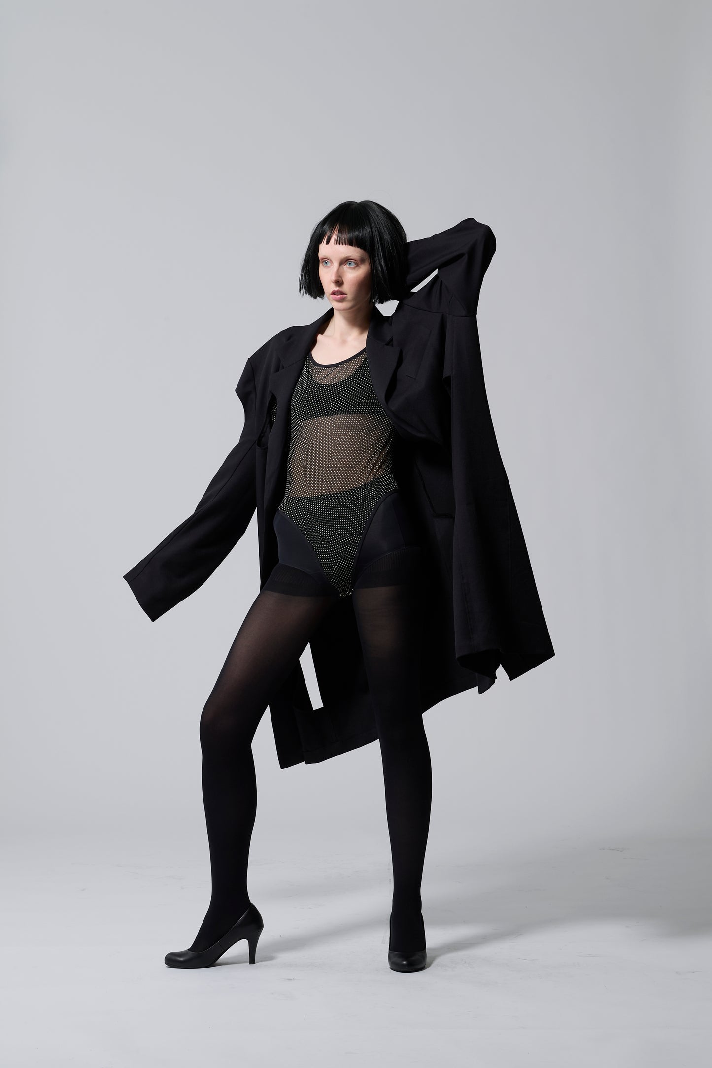Sheer Dot Bodysuit BLACK