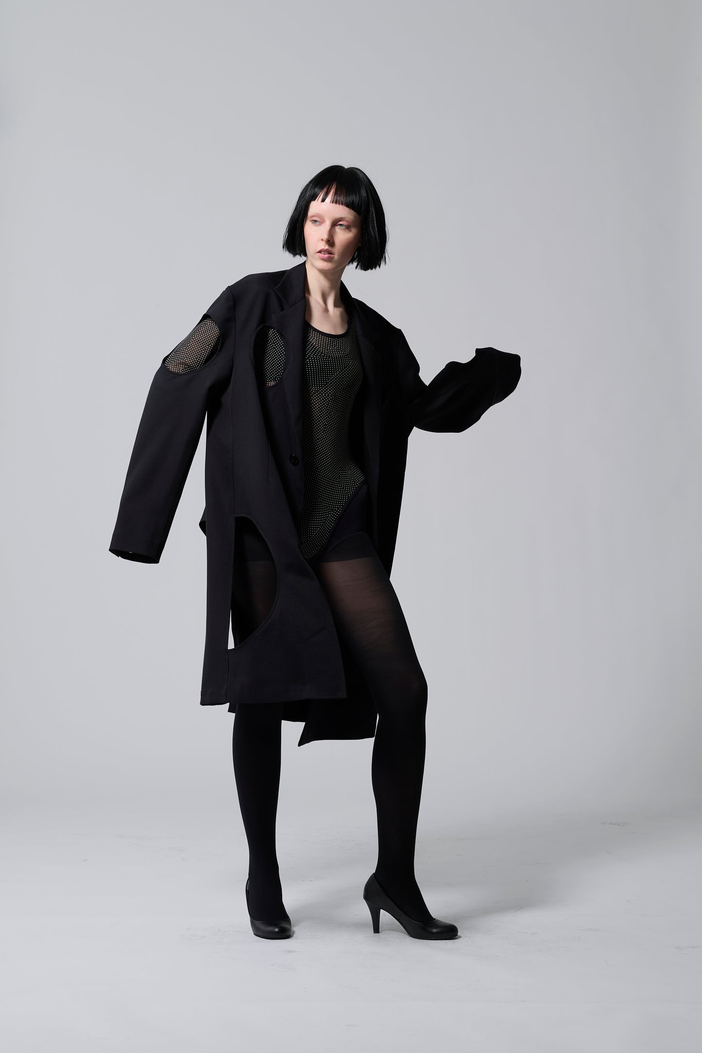 Dot Hole Cut-Out Design Jacket