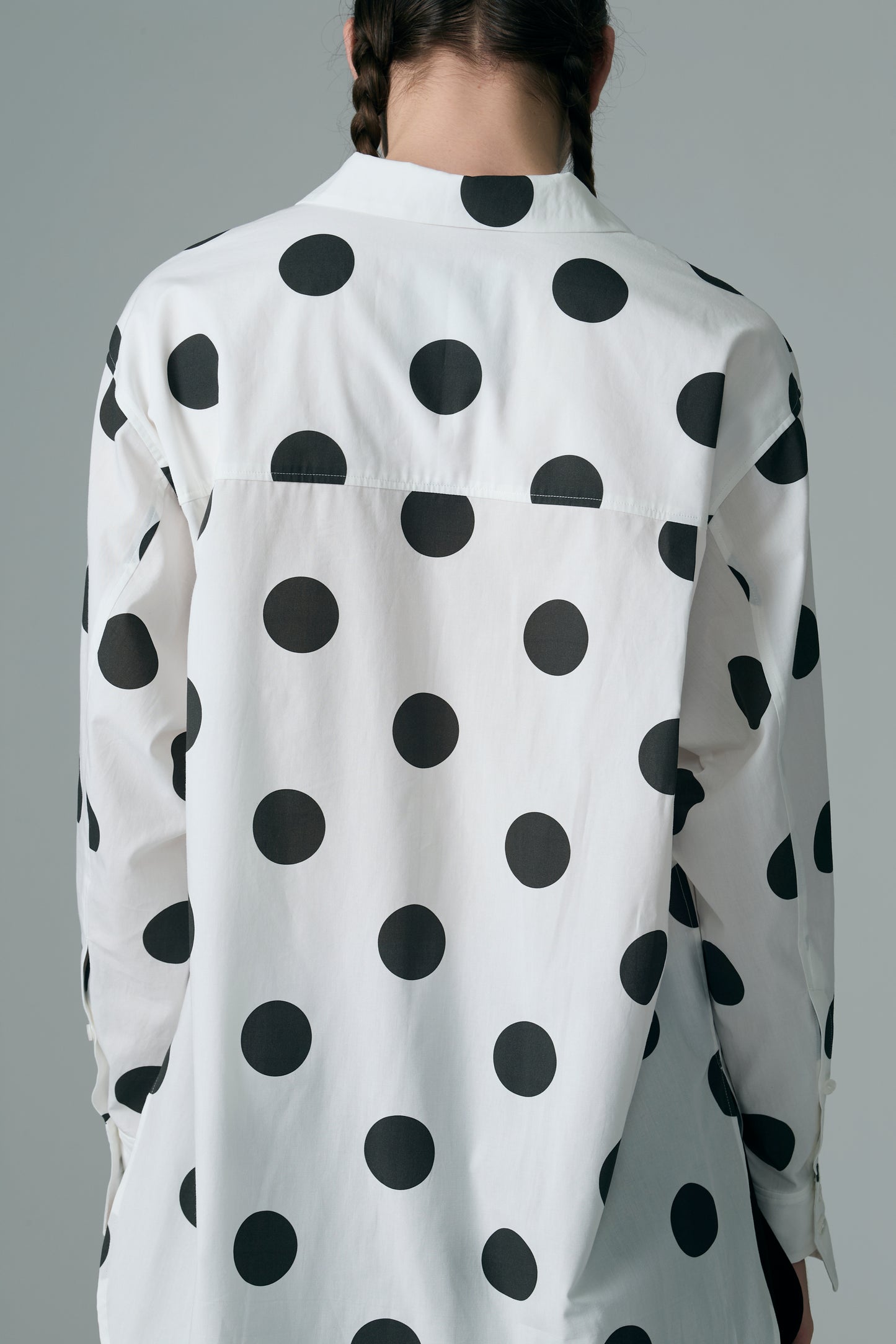 φ2inch dot Print Double Cuff Rough Shirt WHITE