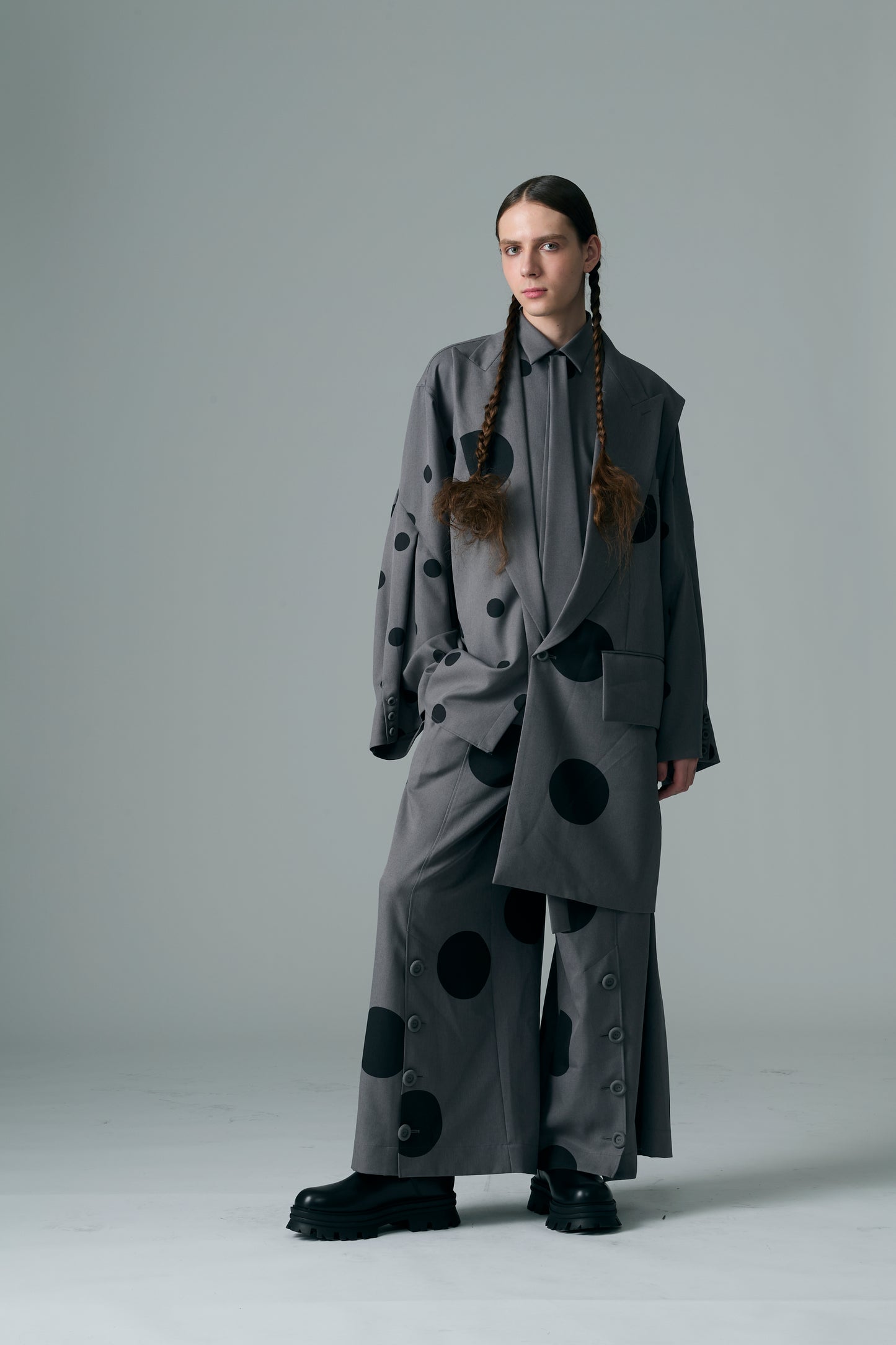 φ5inch dot Print Half Jacket GRAY