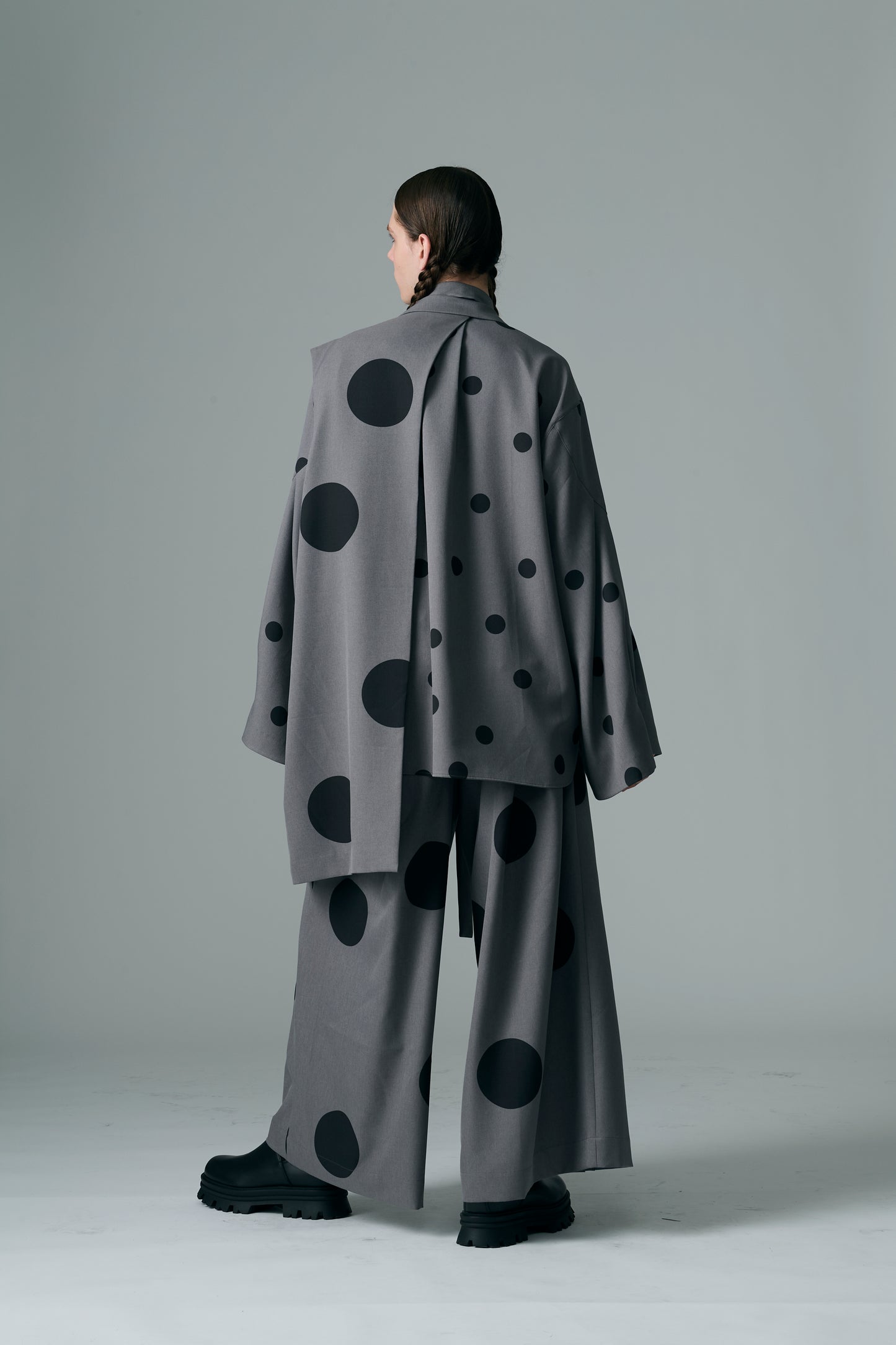 φ5inch dot Print Half Jacket GRAY