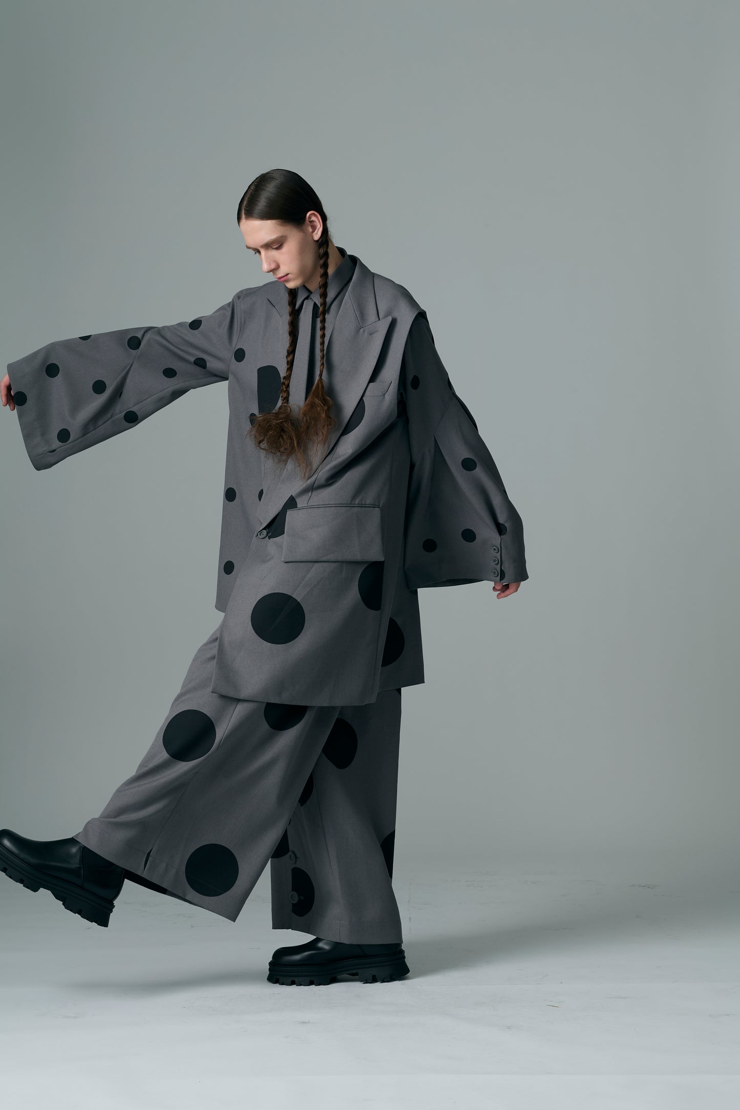 φ5inch dot Print Half Jacket GRAY