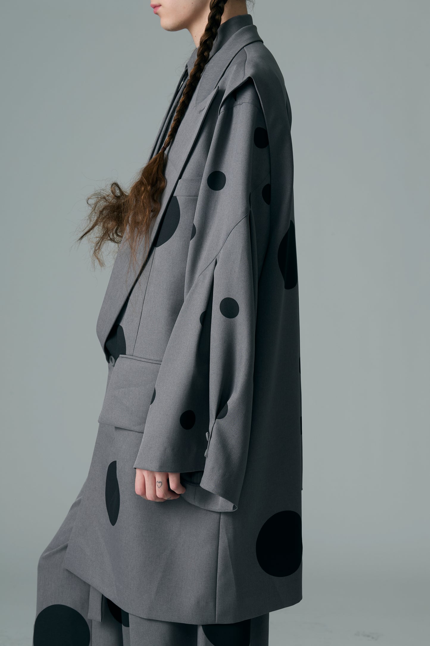 φ5inch dot Print Half Jacket GRAY