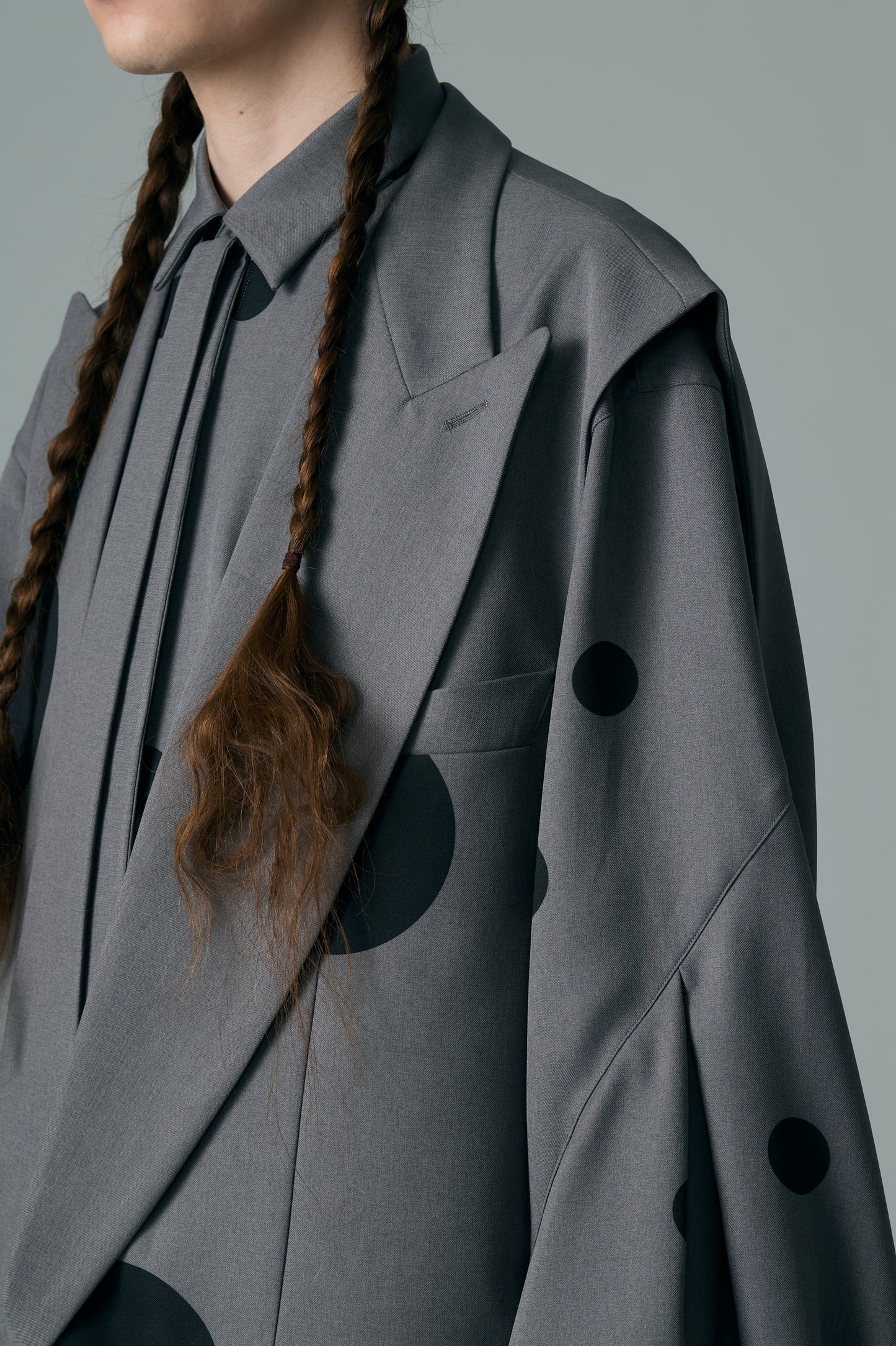 φ5inch dot Print Half Jacket GRAY