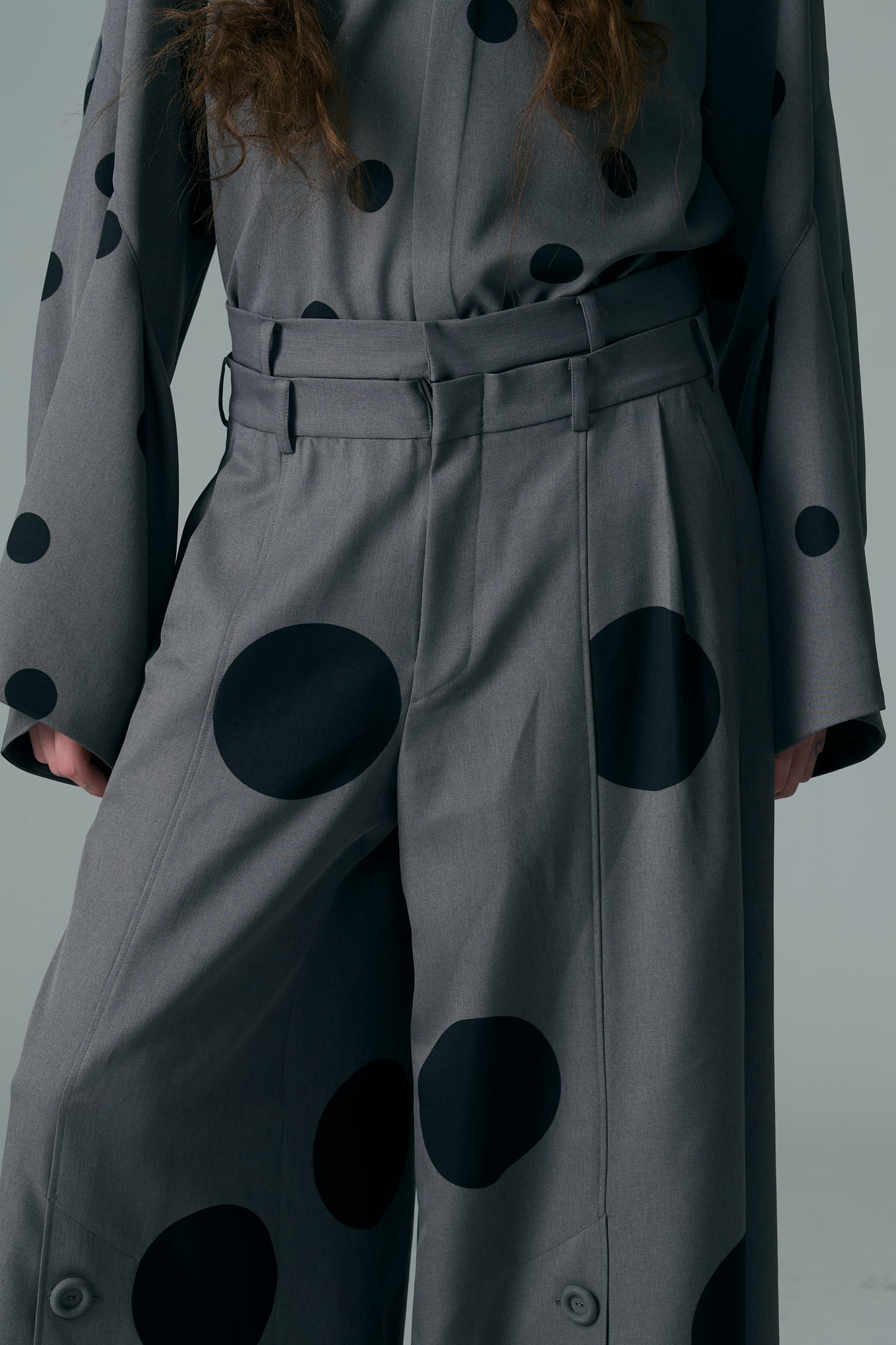 φ5inch dot Double Waist Wide Pants GRAY