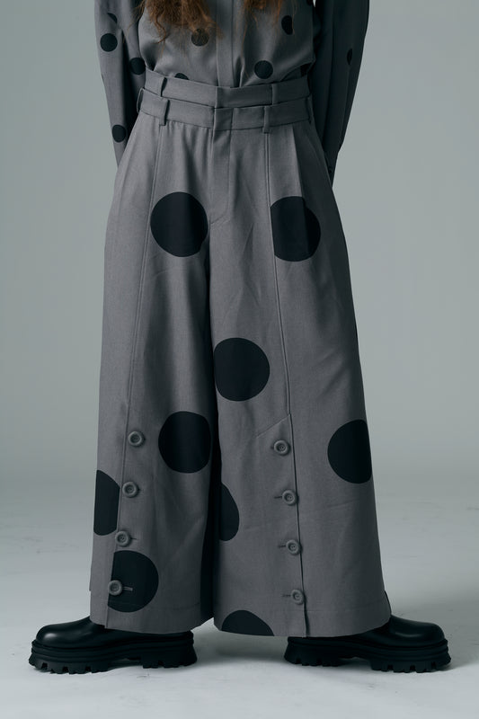 φ5inch dot Double Waist Wide Pants GRAY