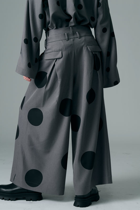φ5inch dot Double Waist Wide Pants GRAY