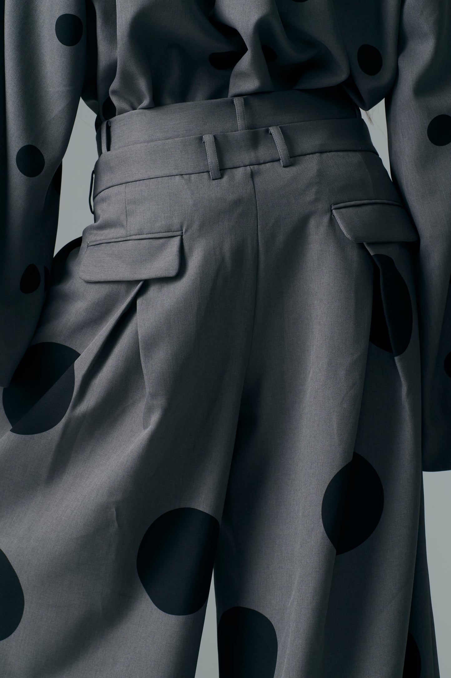 φ5inch dot Double Waist Wide Pants GRAY