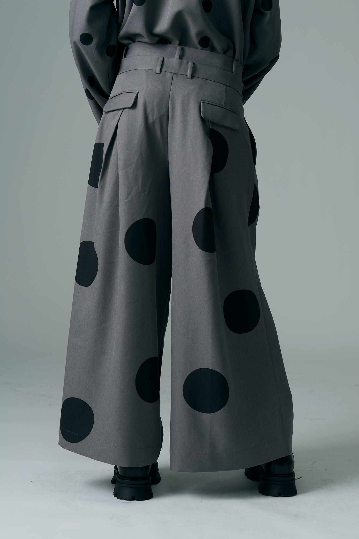 φ5inch dot Double Waist Wide Pants GRAY