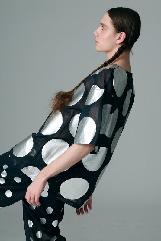 φ6inch dot Foil Print Tee BLACK