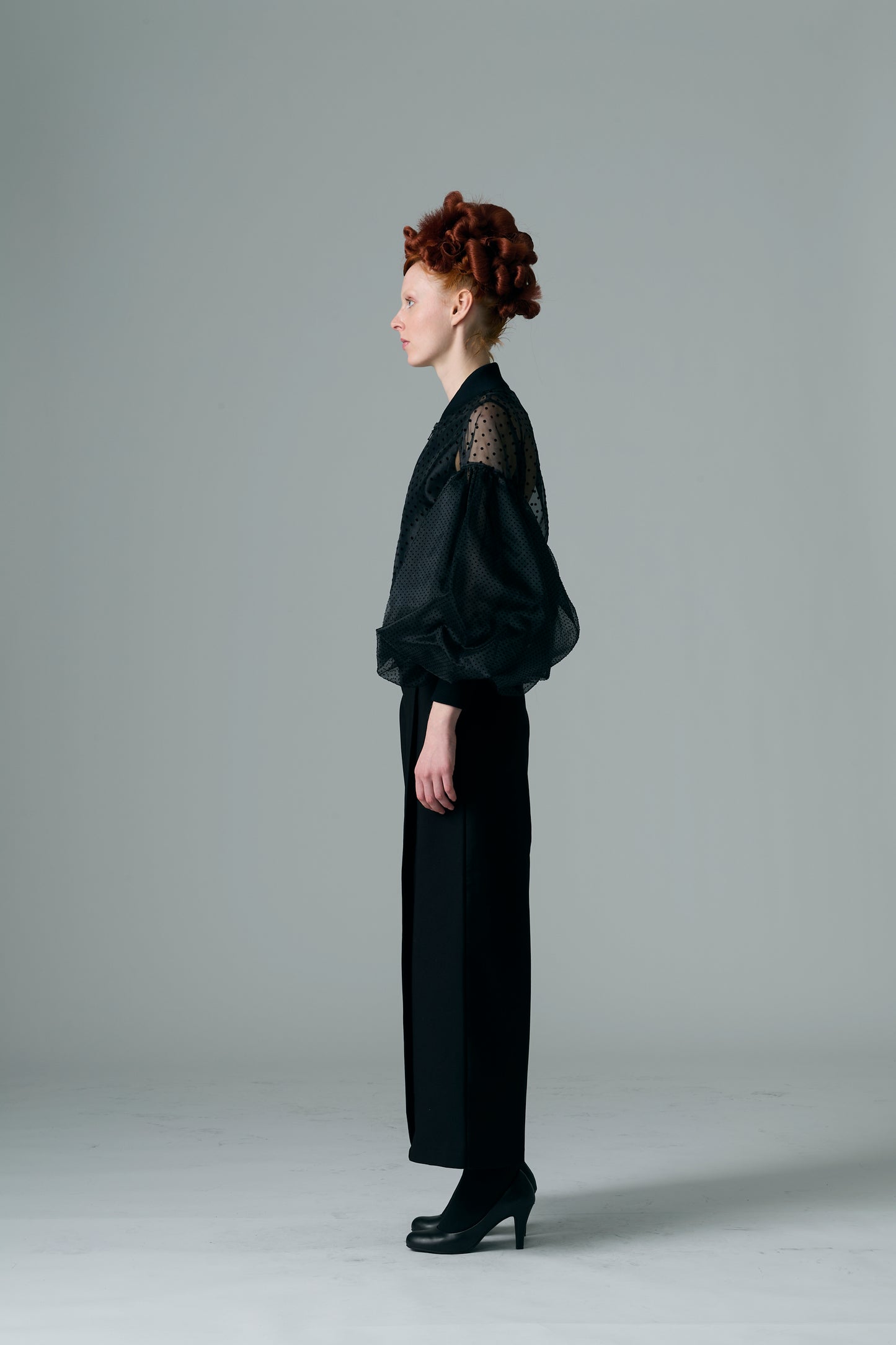 Big Sleeve Flock Dot Print Blouson