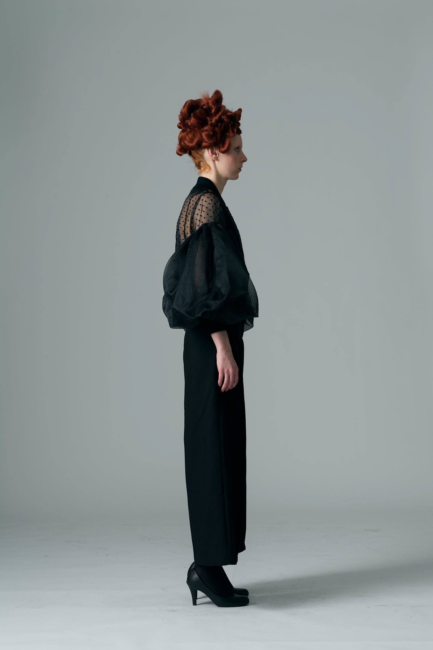 Big Sleeve Flock Dot Print Blouson