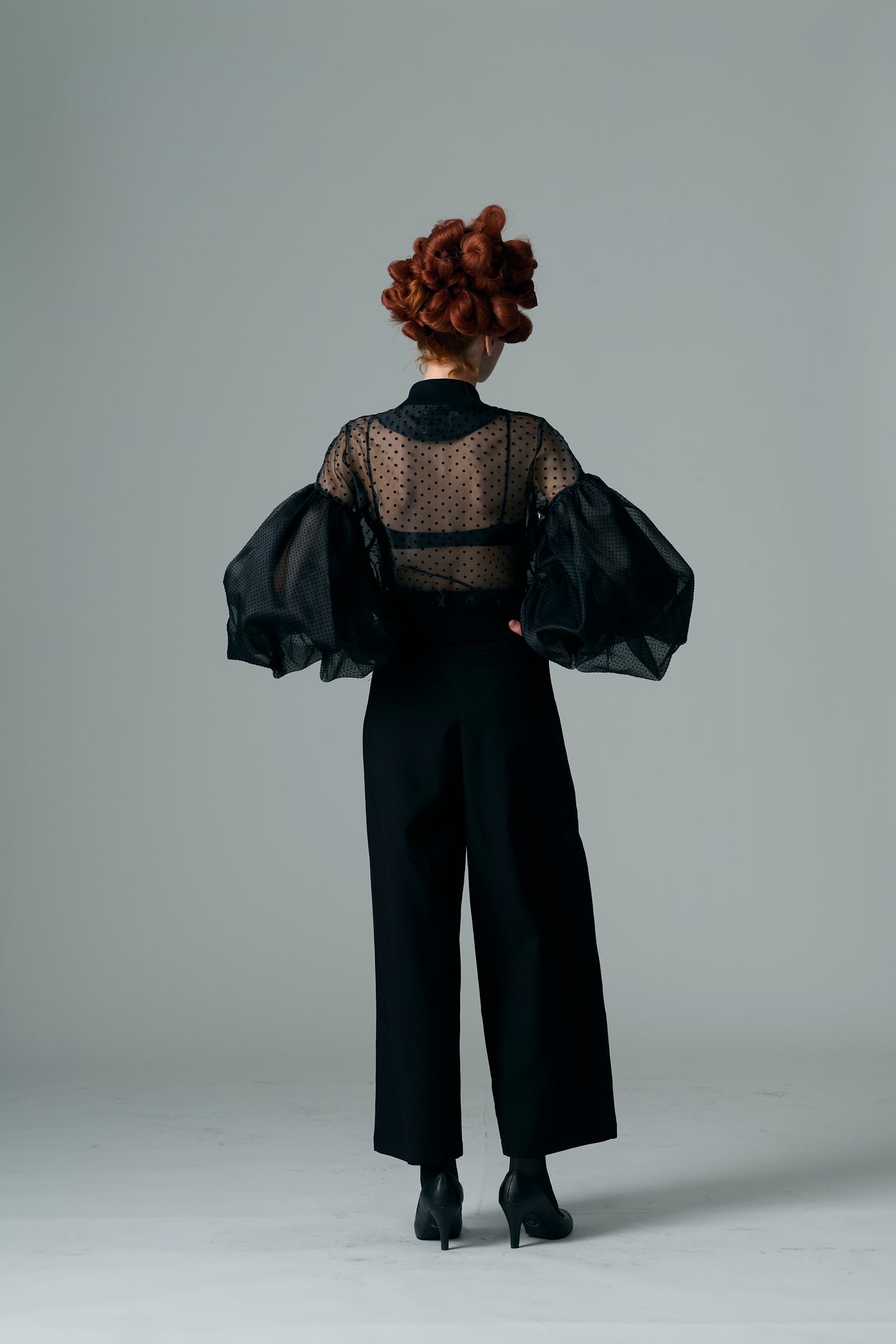 Big Sleeve Flock Dot Print Blouson