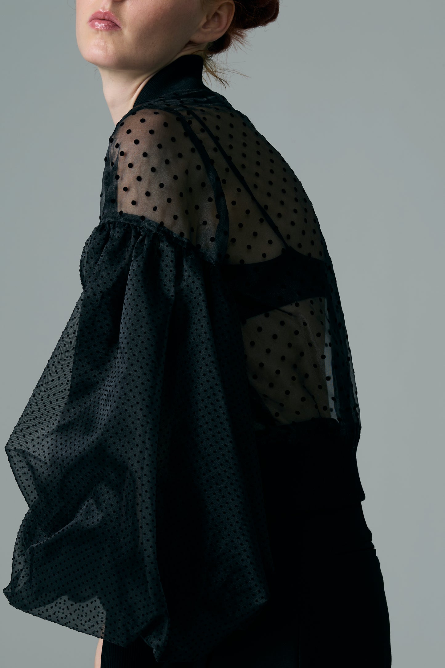 Big Sleeve Flock Dot Print Blouson