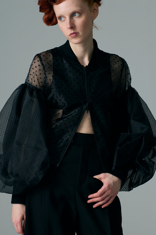 Big Sleeve Flock Dot Print Blouson