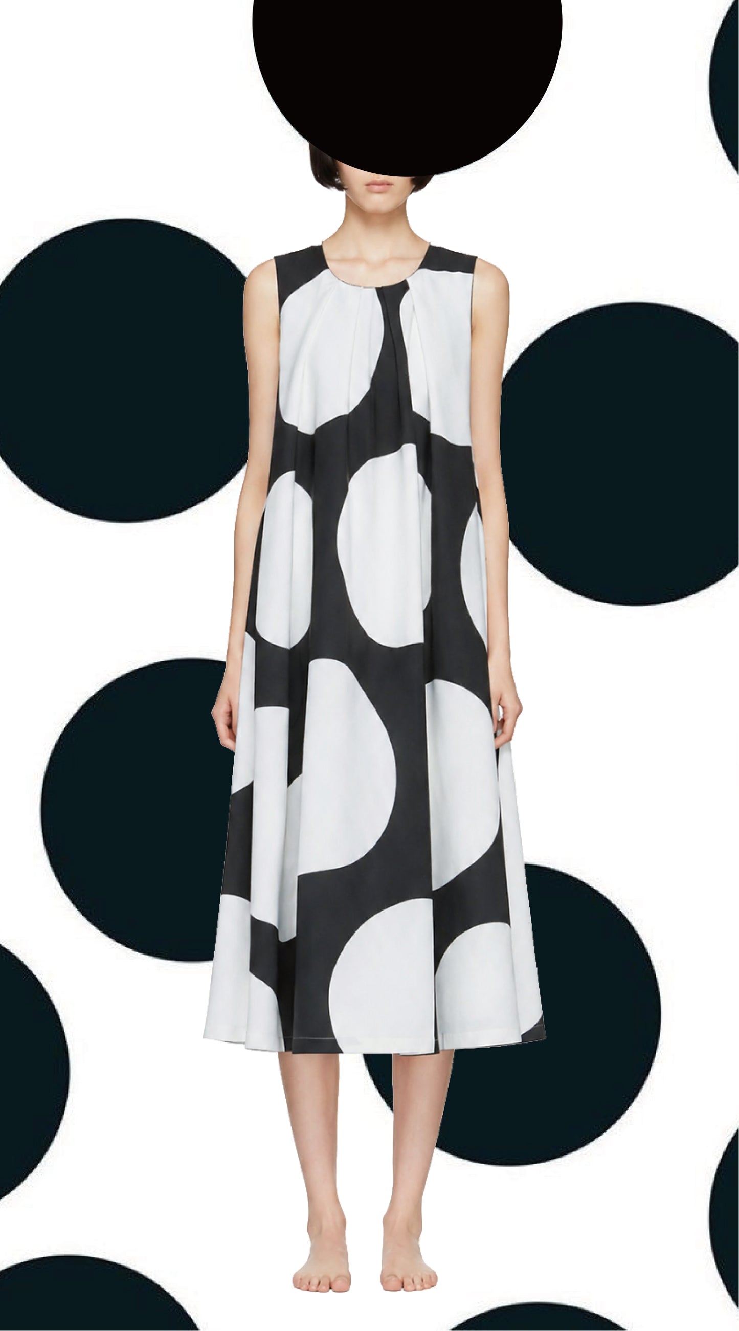 φ12inch dot Tuck Dress