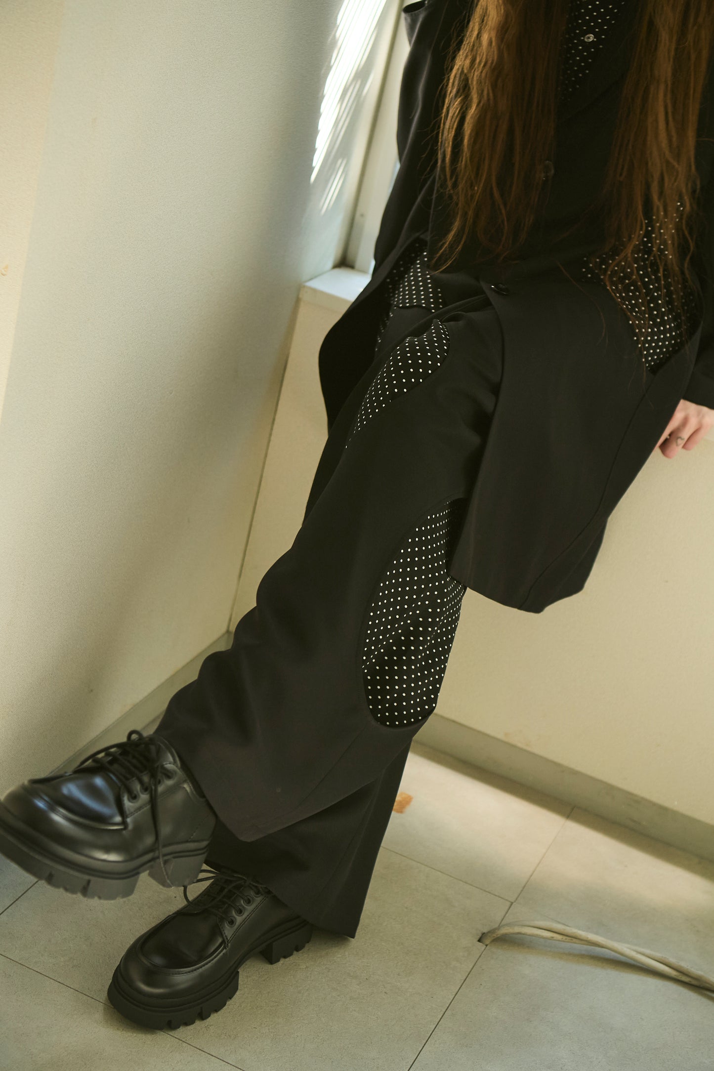 Hole Cut-Out Layered Pants