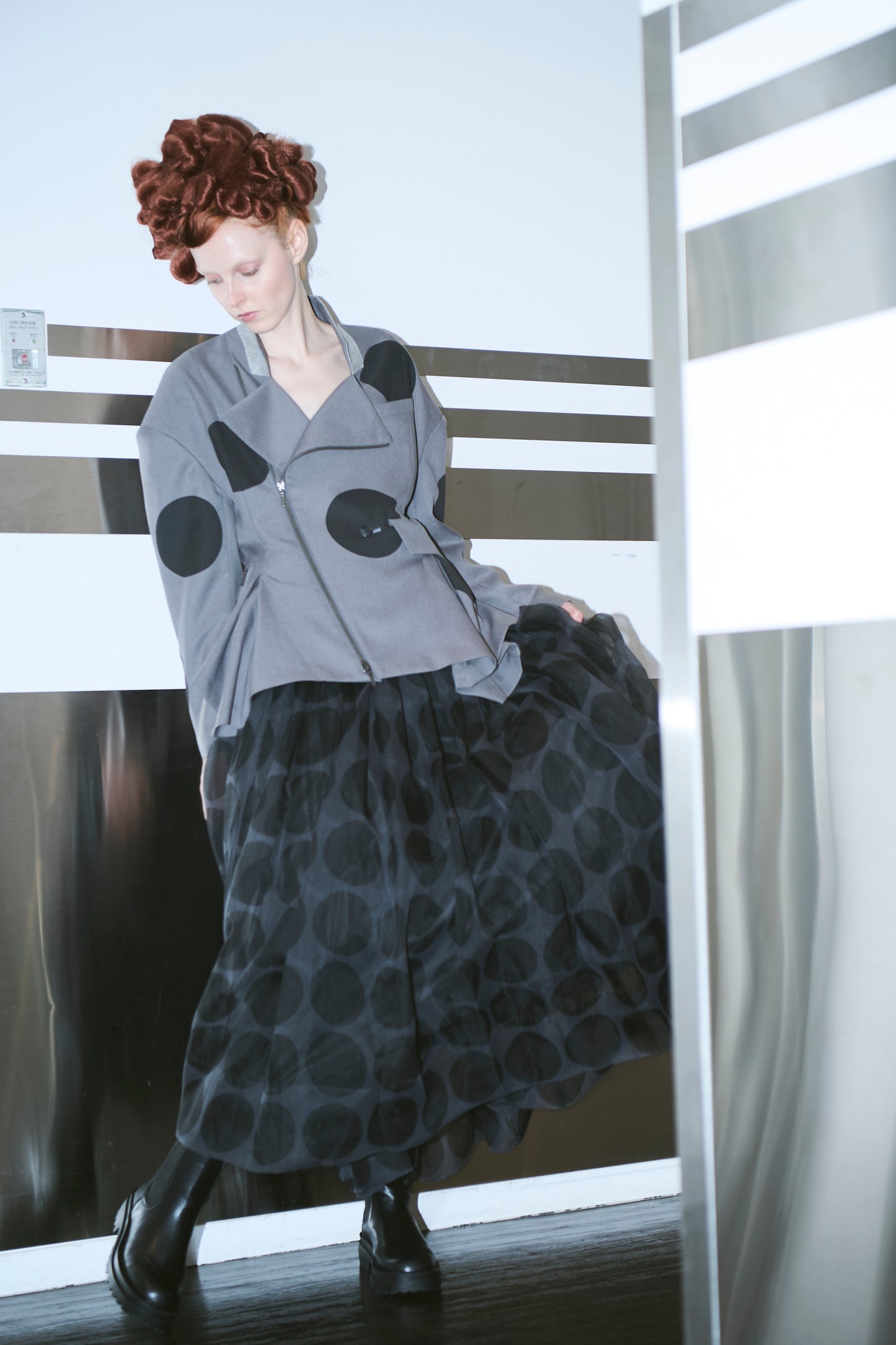 φ3.5inch dot Sheer Voluminous Gathered Skirt
