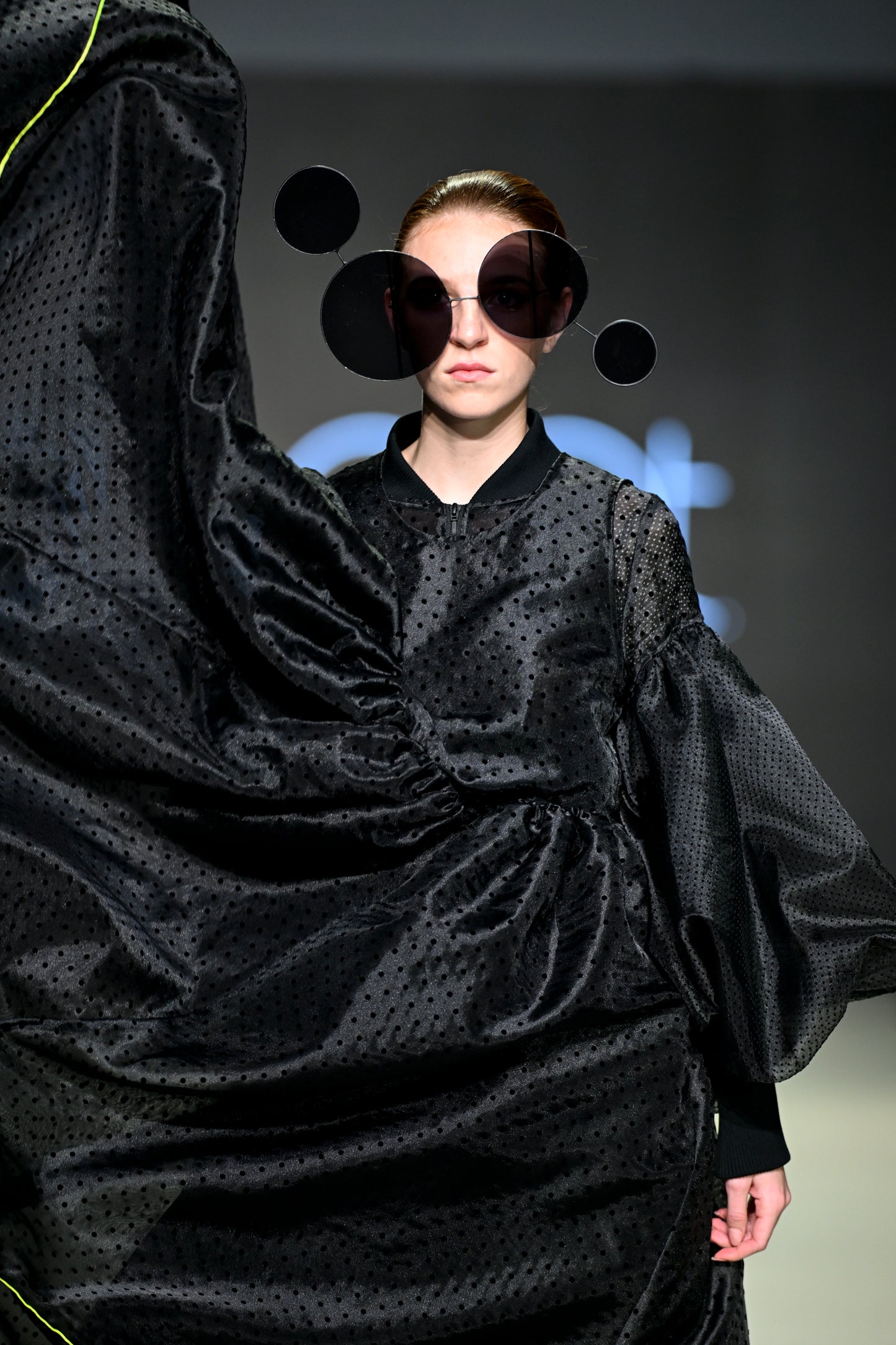 Big Sleeve Flock Dot Print Blouson