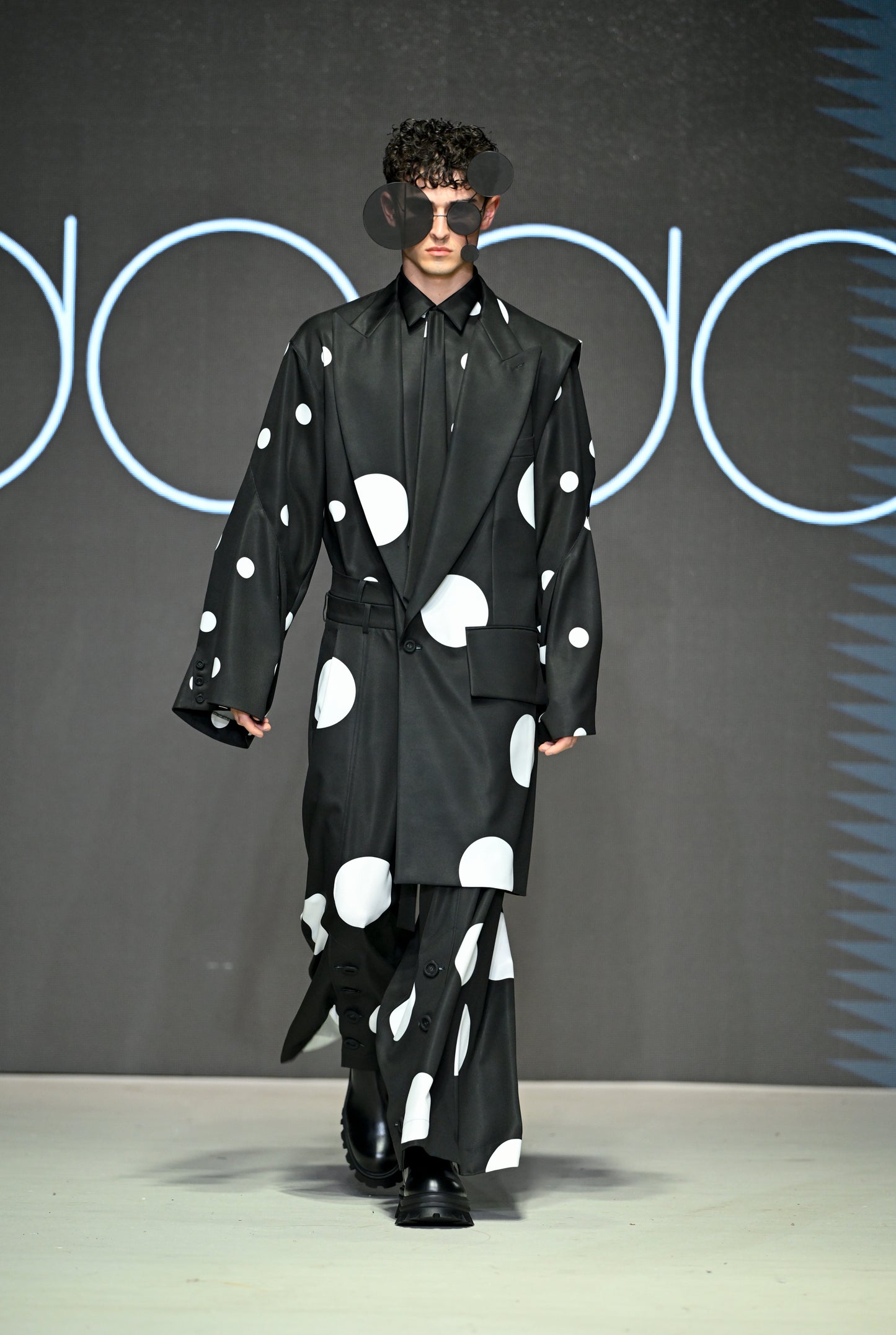 φ5inch dot Double Waist Wide Pants BLACK