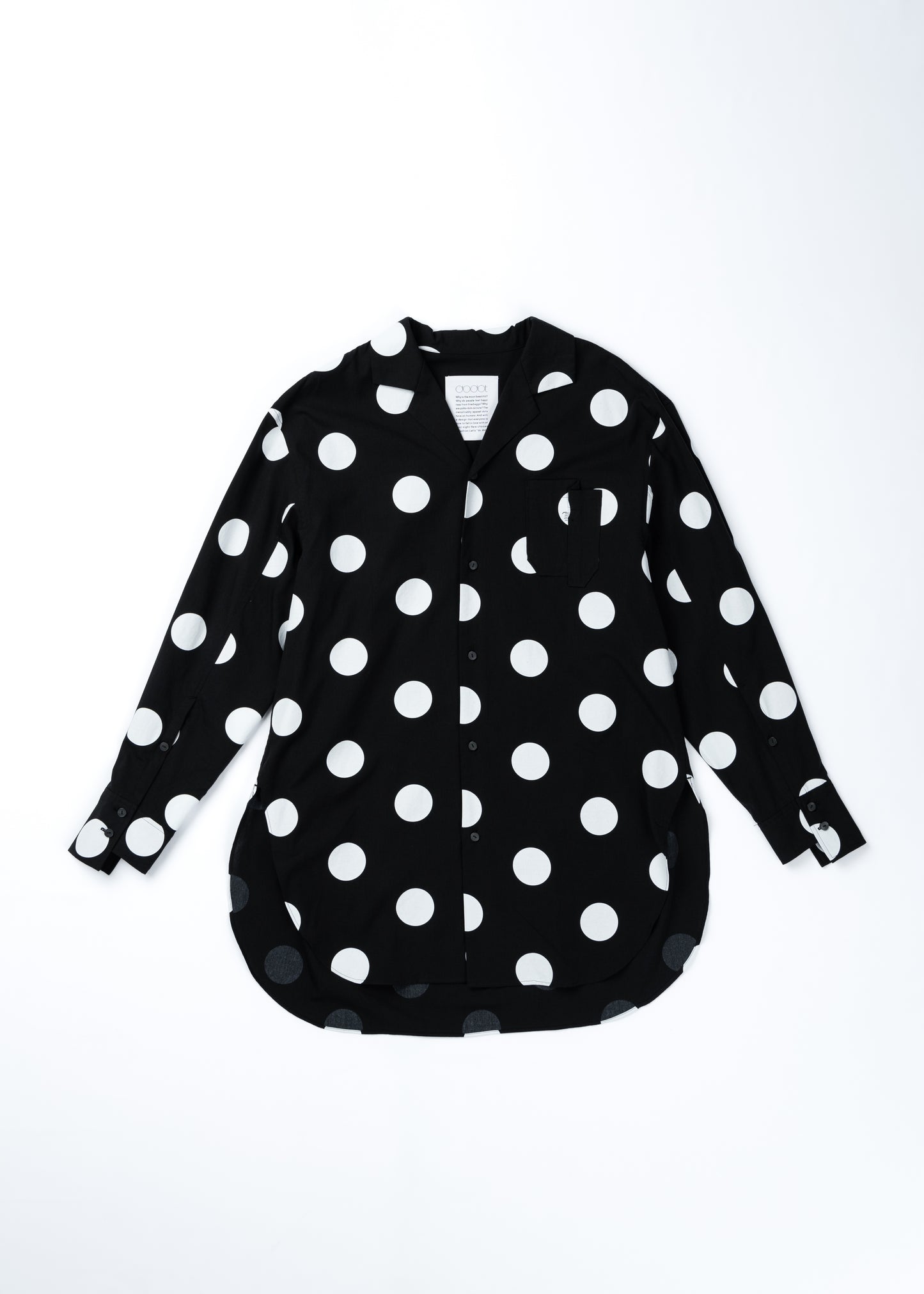 φ2inch dot Print Double Cuff Rough Shirt BLACK