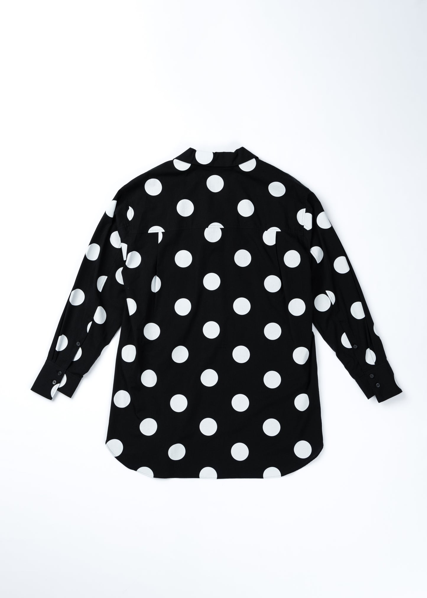 φ2inch dot Print Double Cuff Rough Shirt BLACK